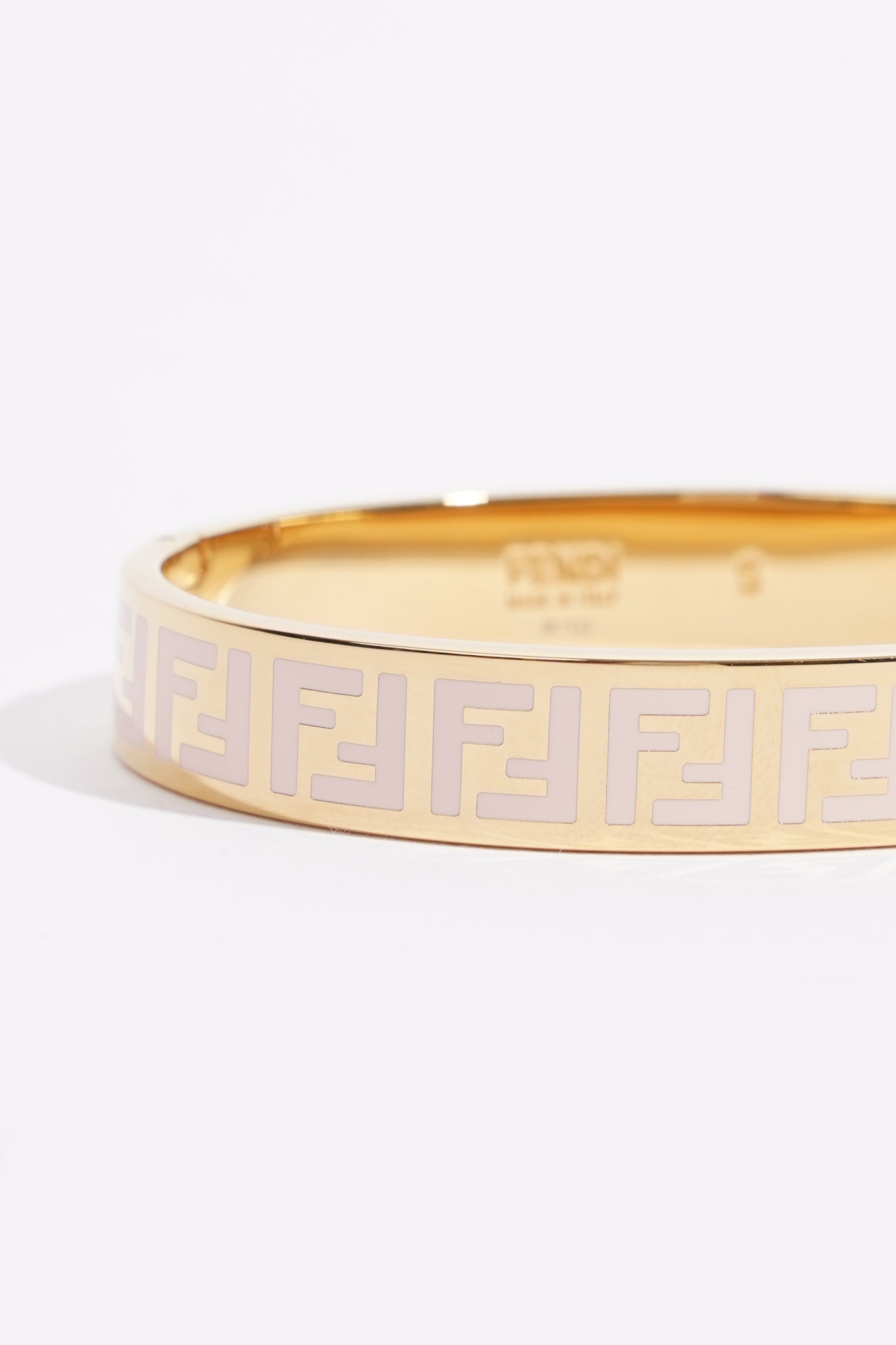 Fendi Womens FF Bracelet Gold Finish Base Metal Small