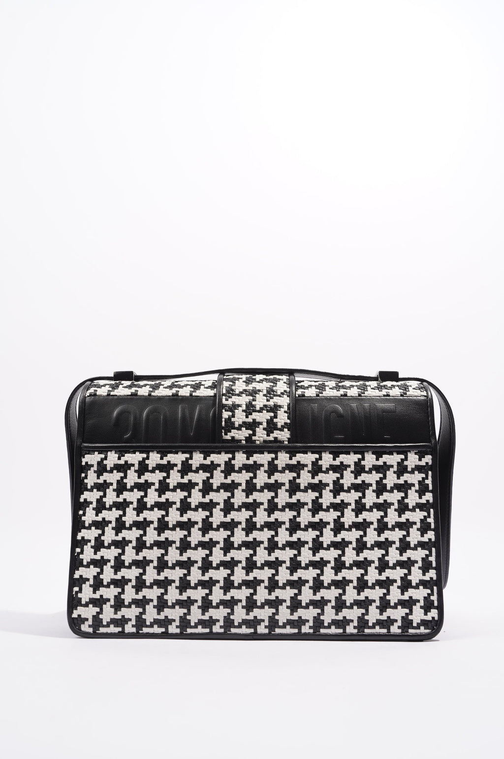 Christian Dior Womens Houndstooth 30 Montaigne Flap Bag Black / White