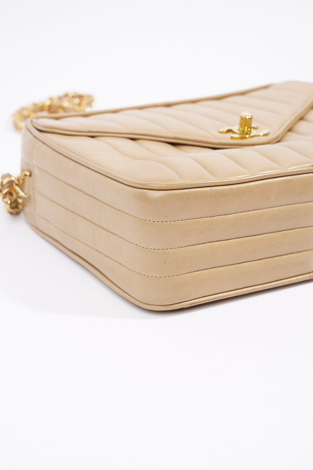 Chanel Vertical Quilted Bag Brown Lambskin Leather