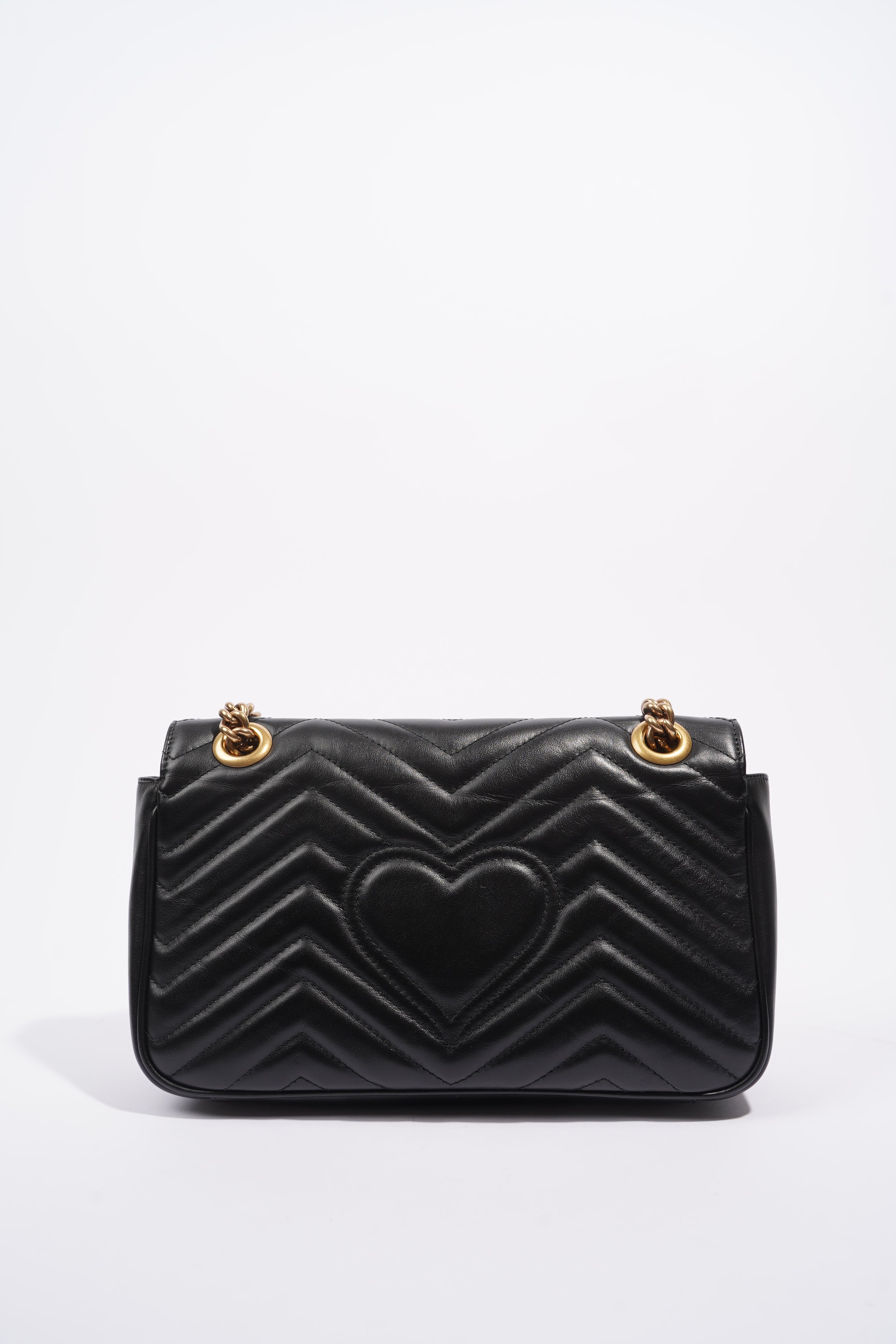 Gucci Womens Marmont Flap Black / Gold Small