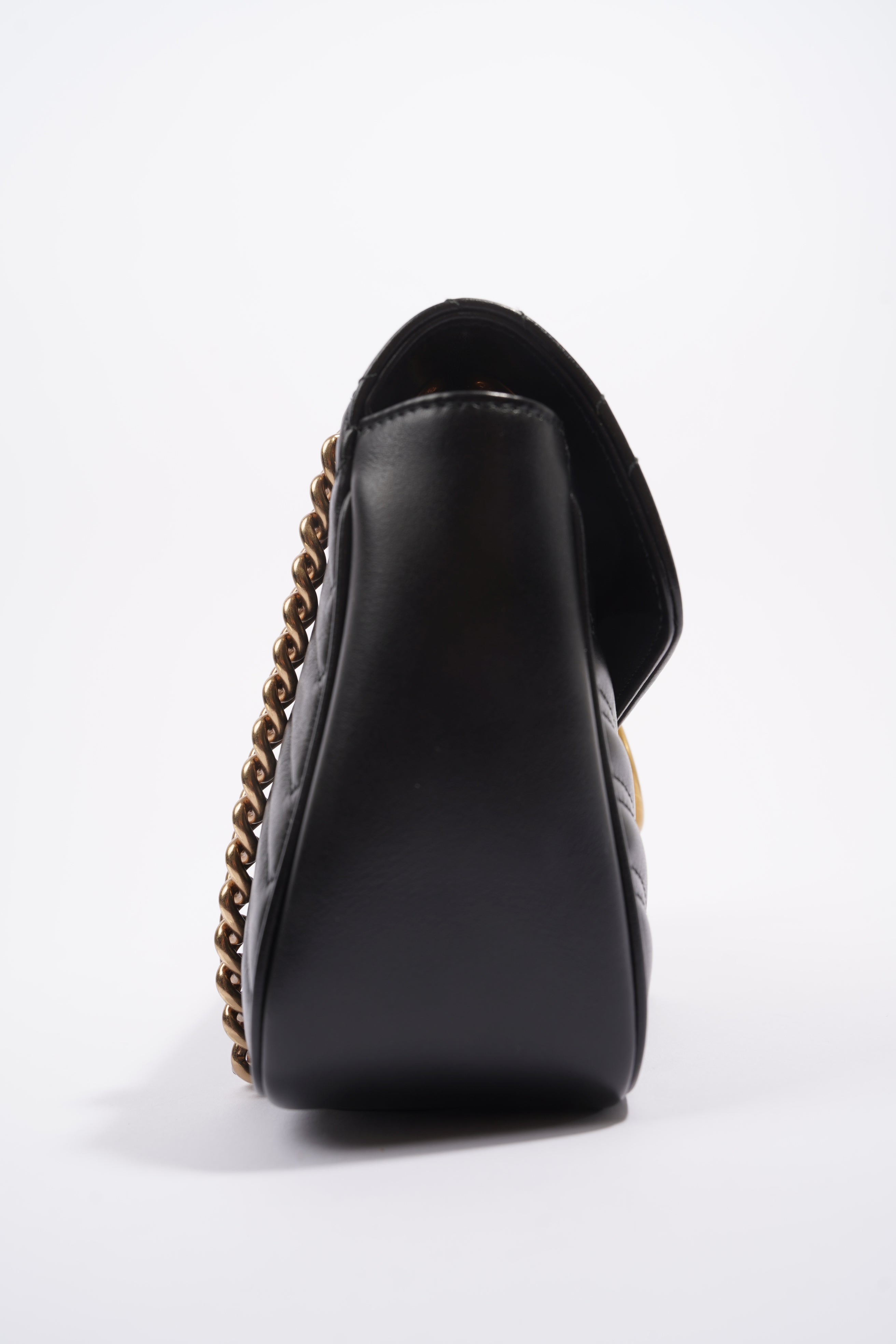 Gucci Womens Marmont Flap Black / Gold Small
