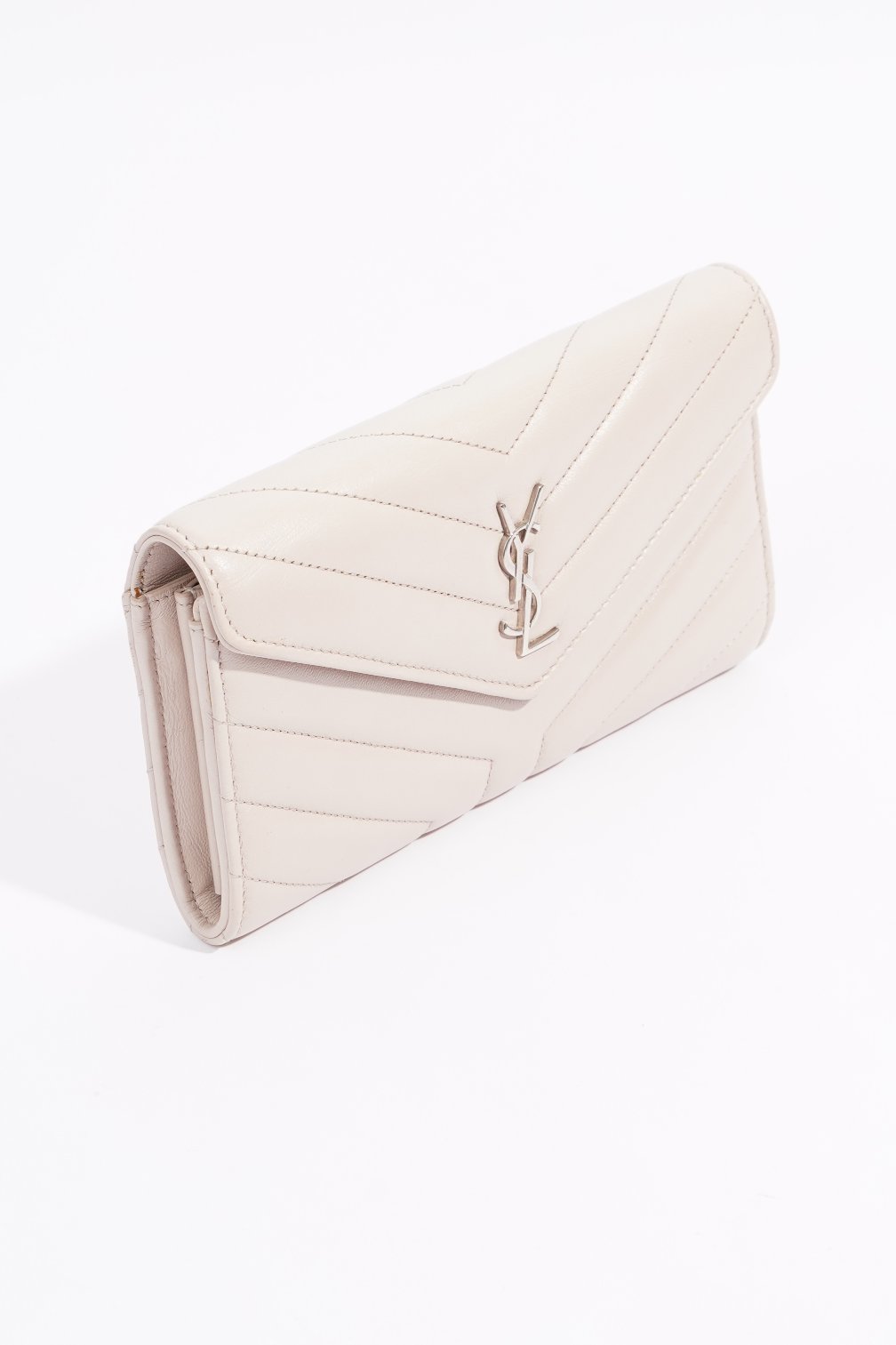 Saint Laurent Womens Flap Wallet Pink Leather Large