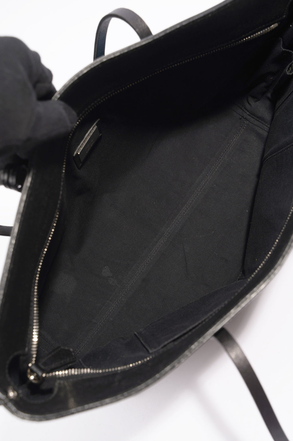 Fendi Logo Roll Tote Black Leather / Shearling Large