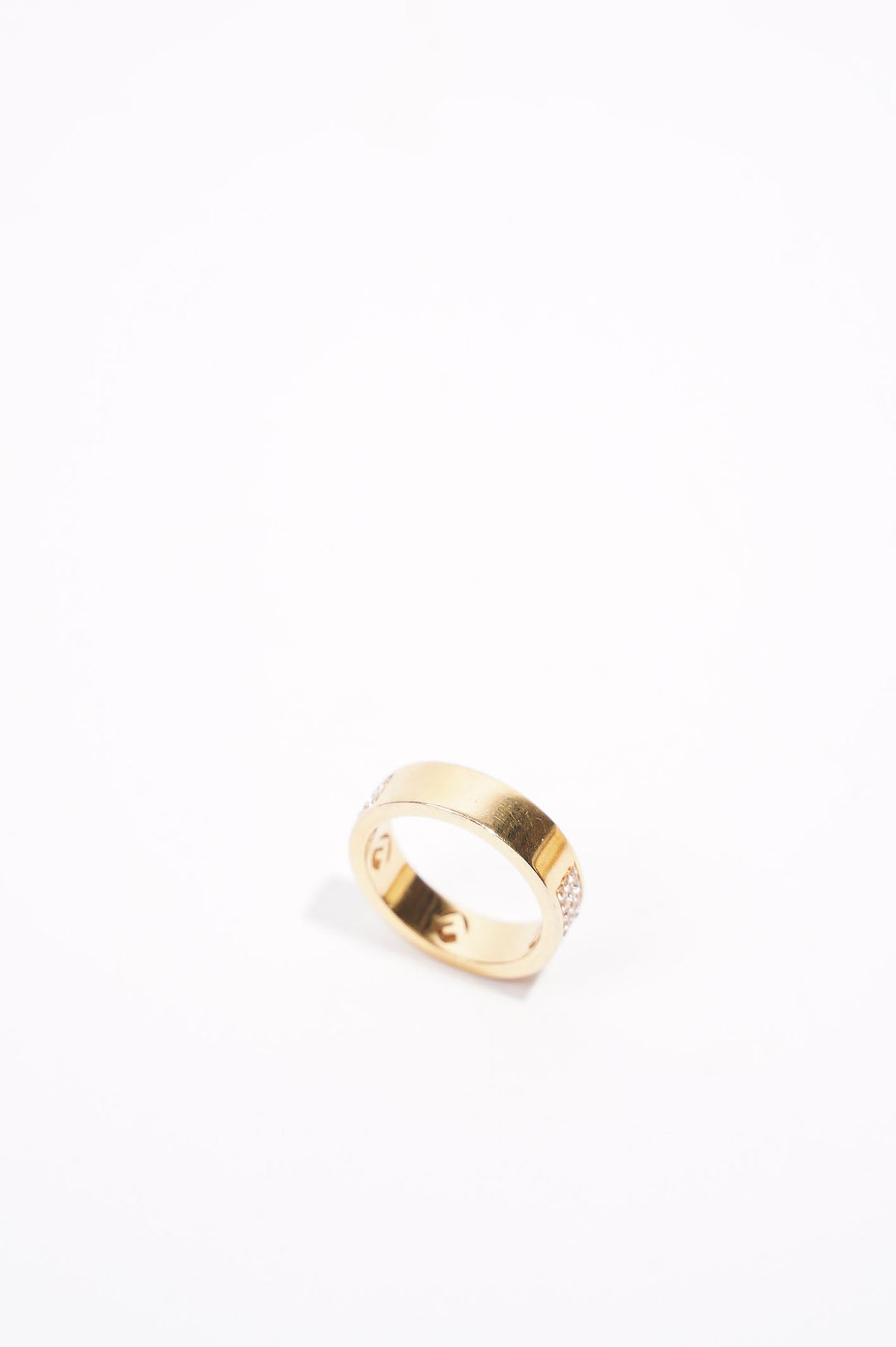 Fendi Womens F Ring Band Golden Base Metal / Rhinestone Large