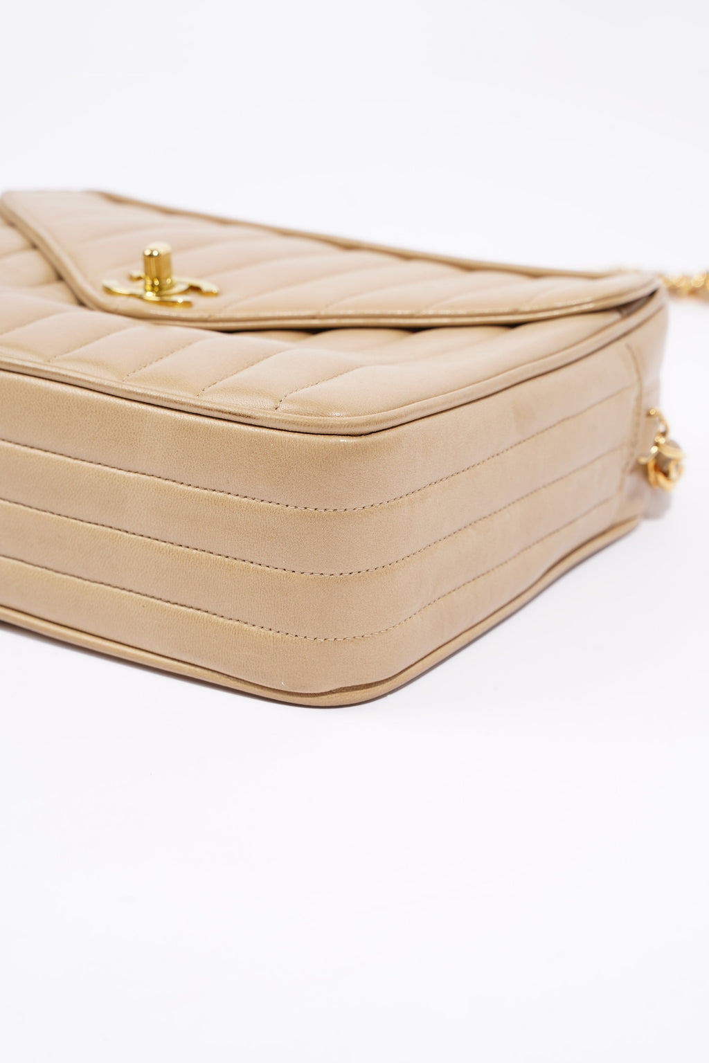 Chanel Vertical Quilted Bag Brown Lambskin Leather