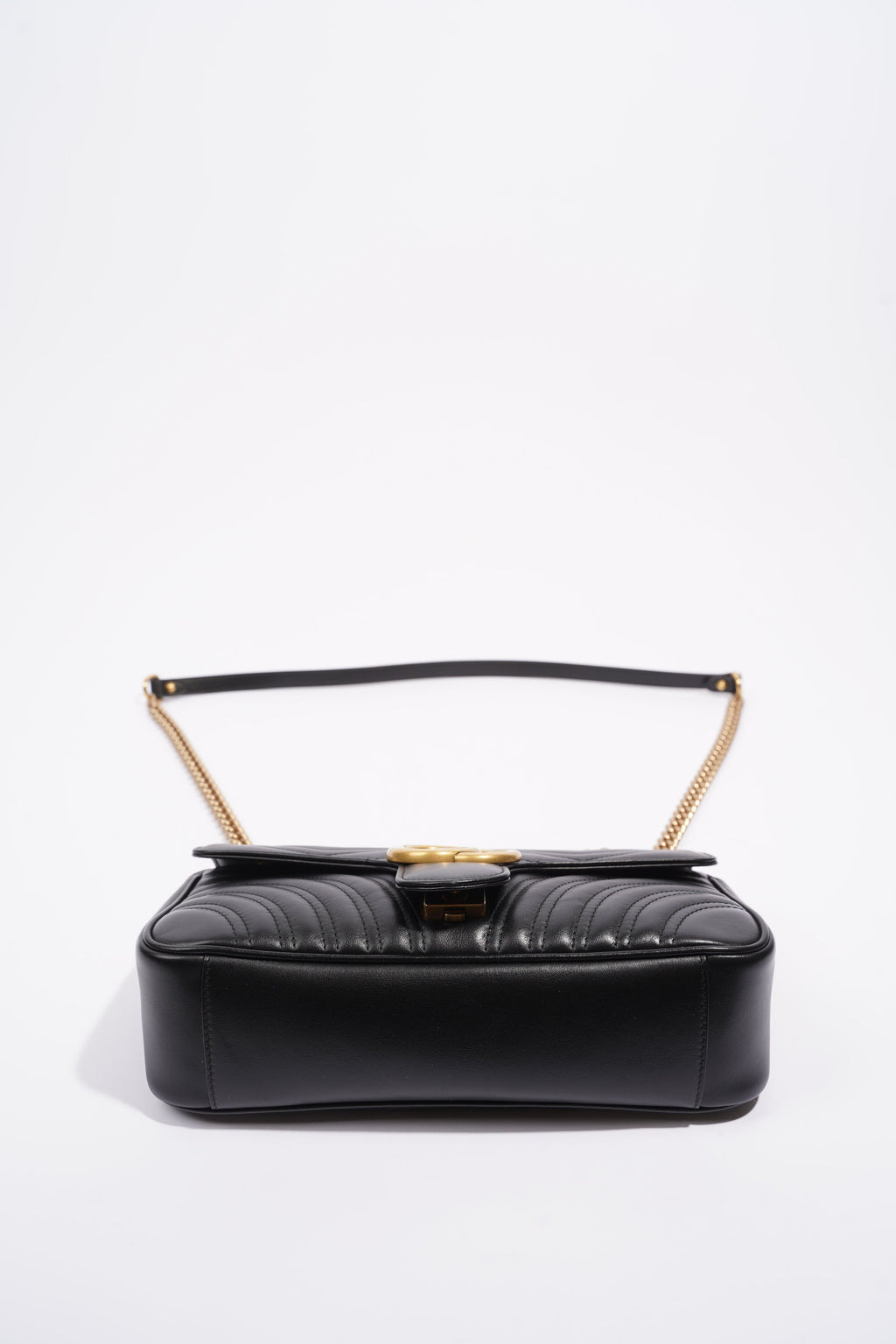 Gucci Womens Marmont Flap Black / Gold Small
