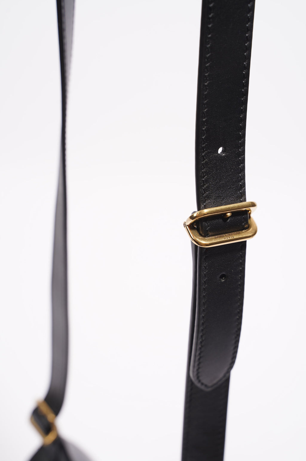 Saint Laurent Womens Charlie Shoulder Bag Black Leather Small