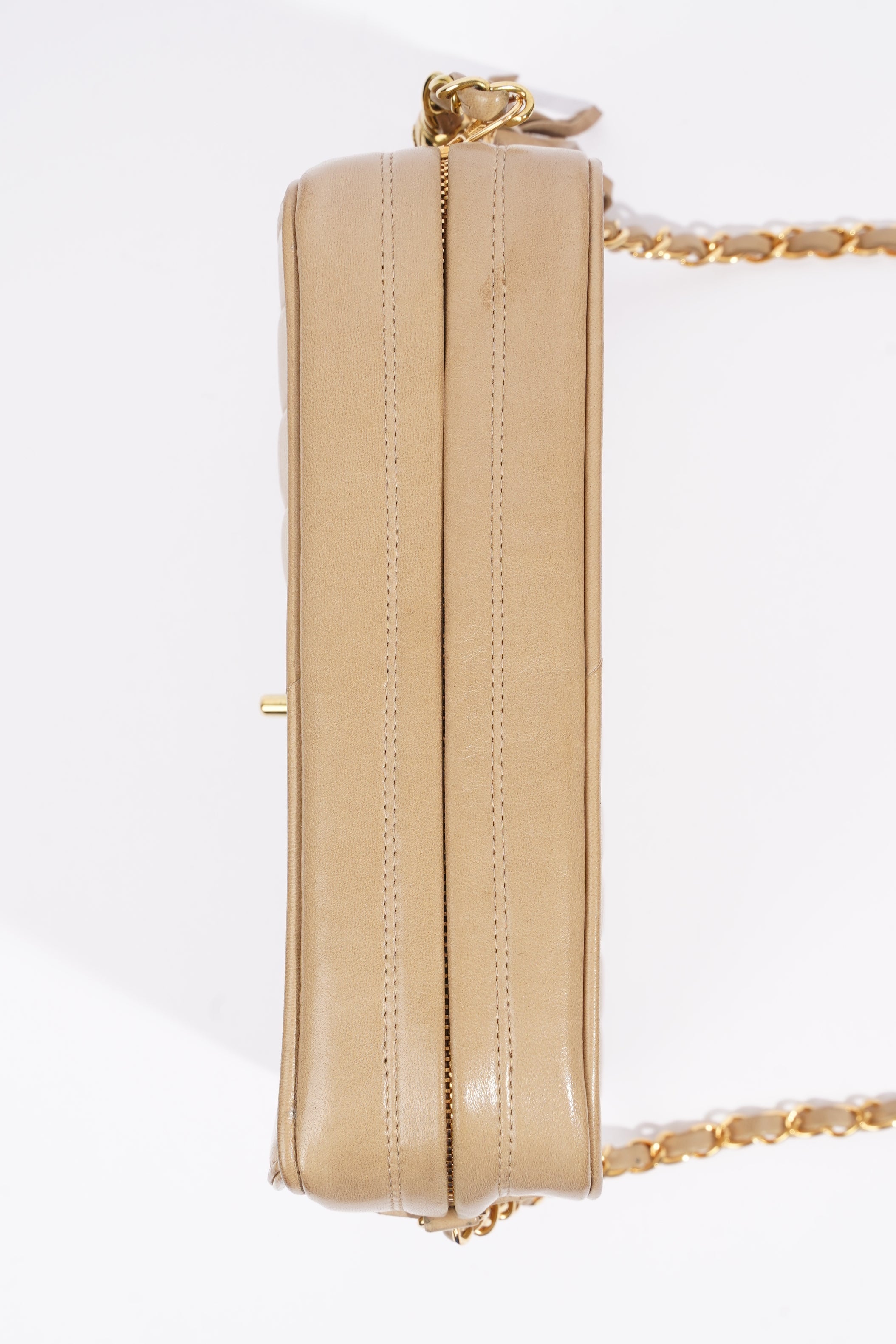 Chanel Vertical Quilted Bag Brown Lambskin Leather