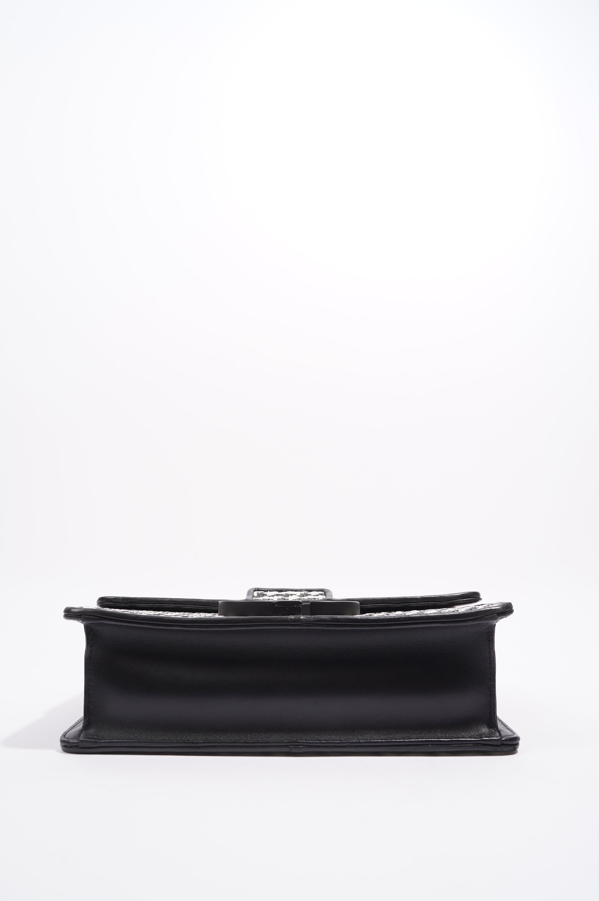 Christian Dior Womens Houndstooth 30 Montaigne Flap Bag Black / White