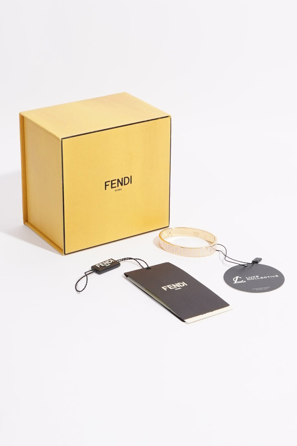 Fendi Womens FF Bracelet Gold Finish Base Metal Small