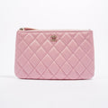 Chanel Womens Lambskin O Case Pink Small
