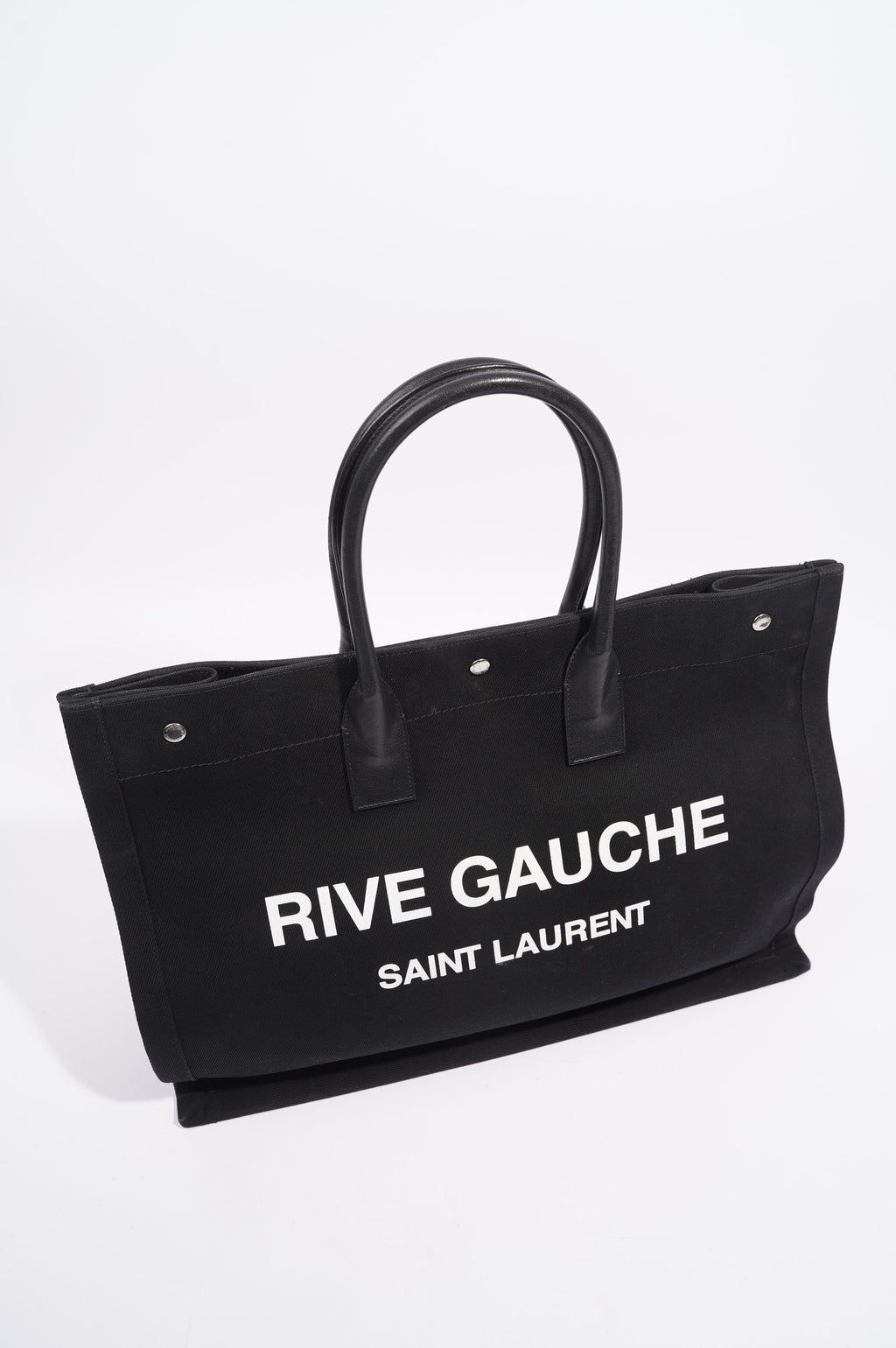 Saint Laurent Womens Rive Gauche Tote Black / White Large