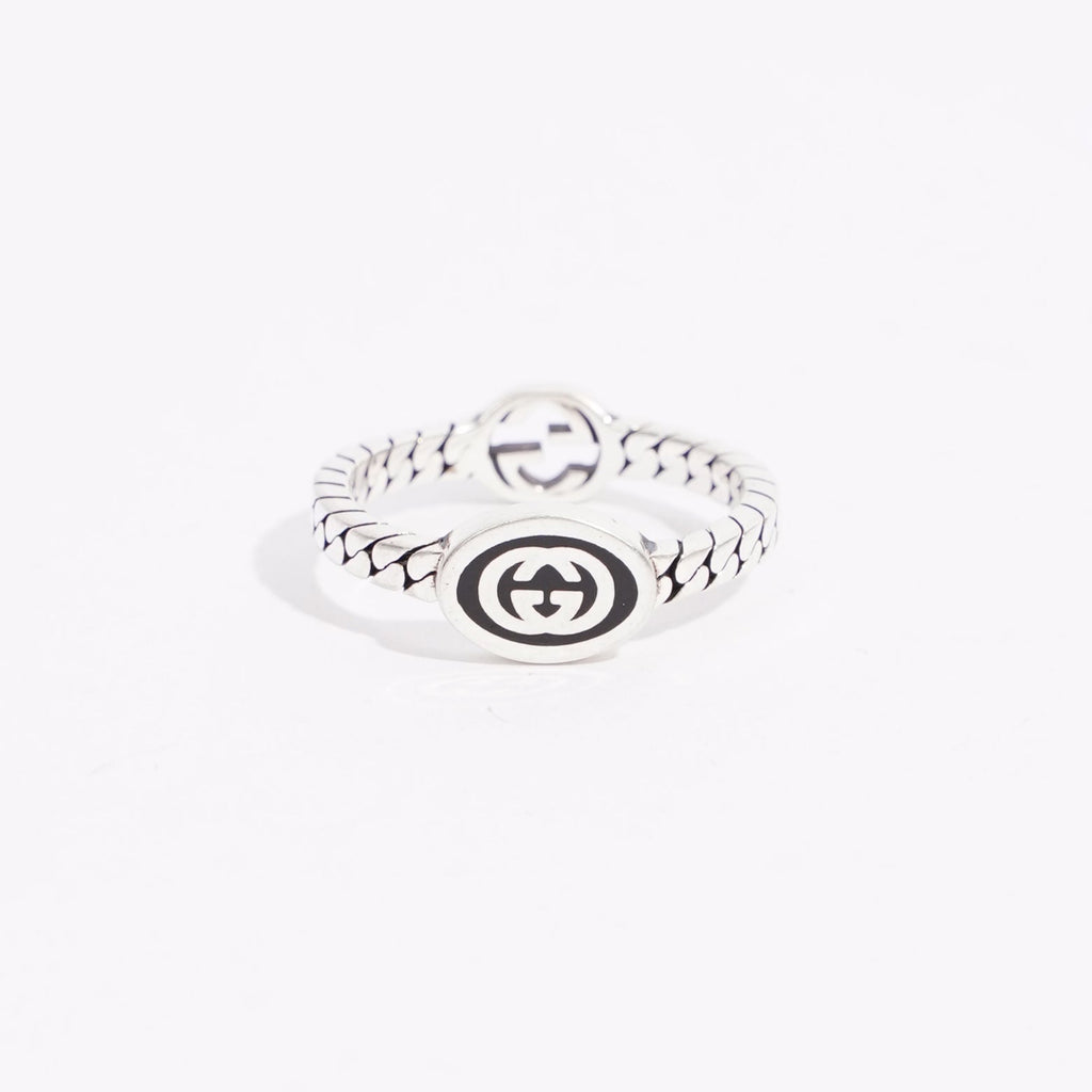 Gucci Mens Double Interlocking G Ring Silver 57