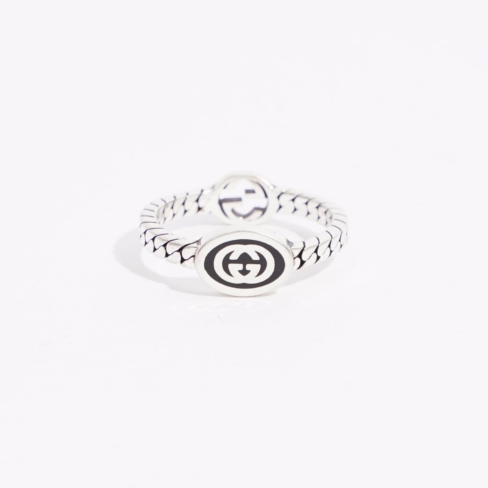 Gucci Mens Double Interlocking G Ring Silver 57