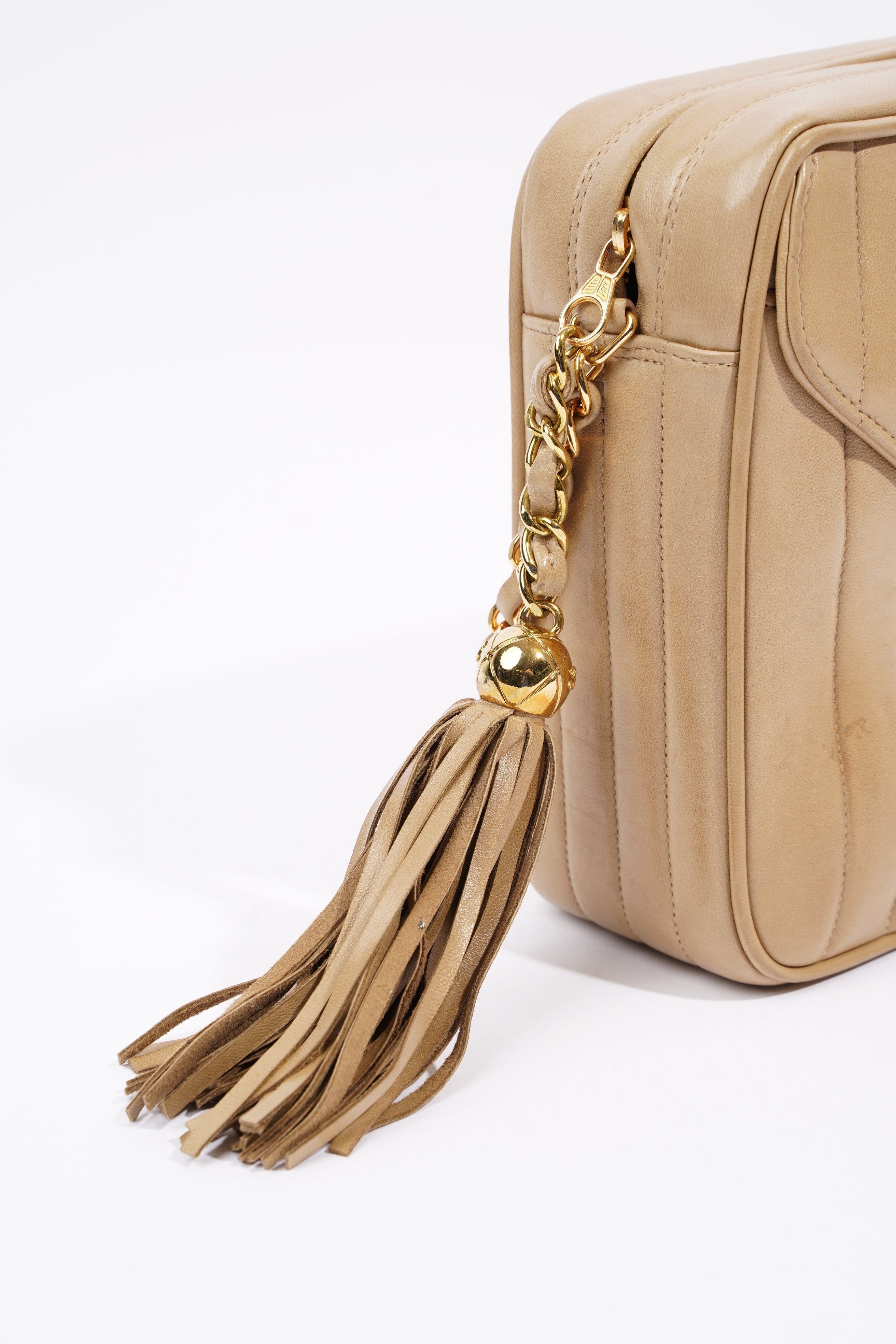 Chanel Vertical Quilted Bag Brown Lambskin Leather