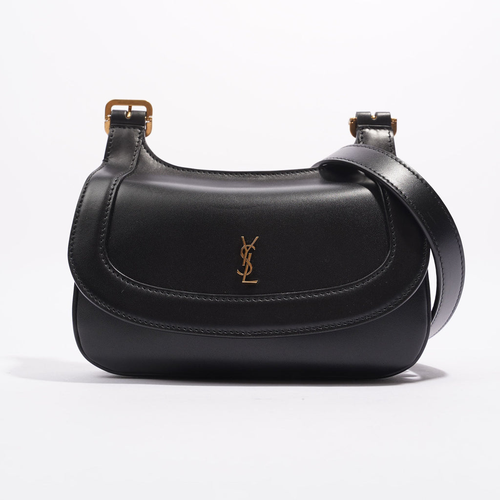 Saint Laurent Womens Charlie Shoulder Bag Black Leather Small