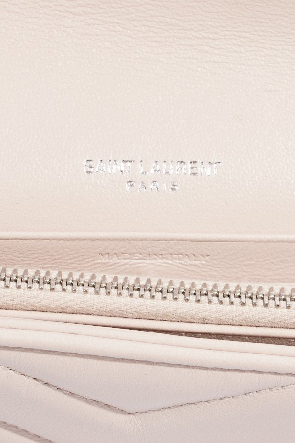Saint Laurent Womens Flap Wallet Pink Leather Large