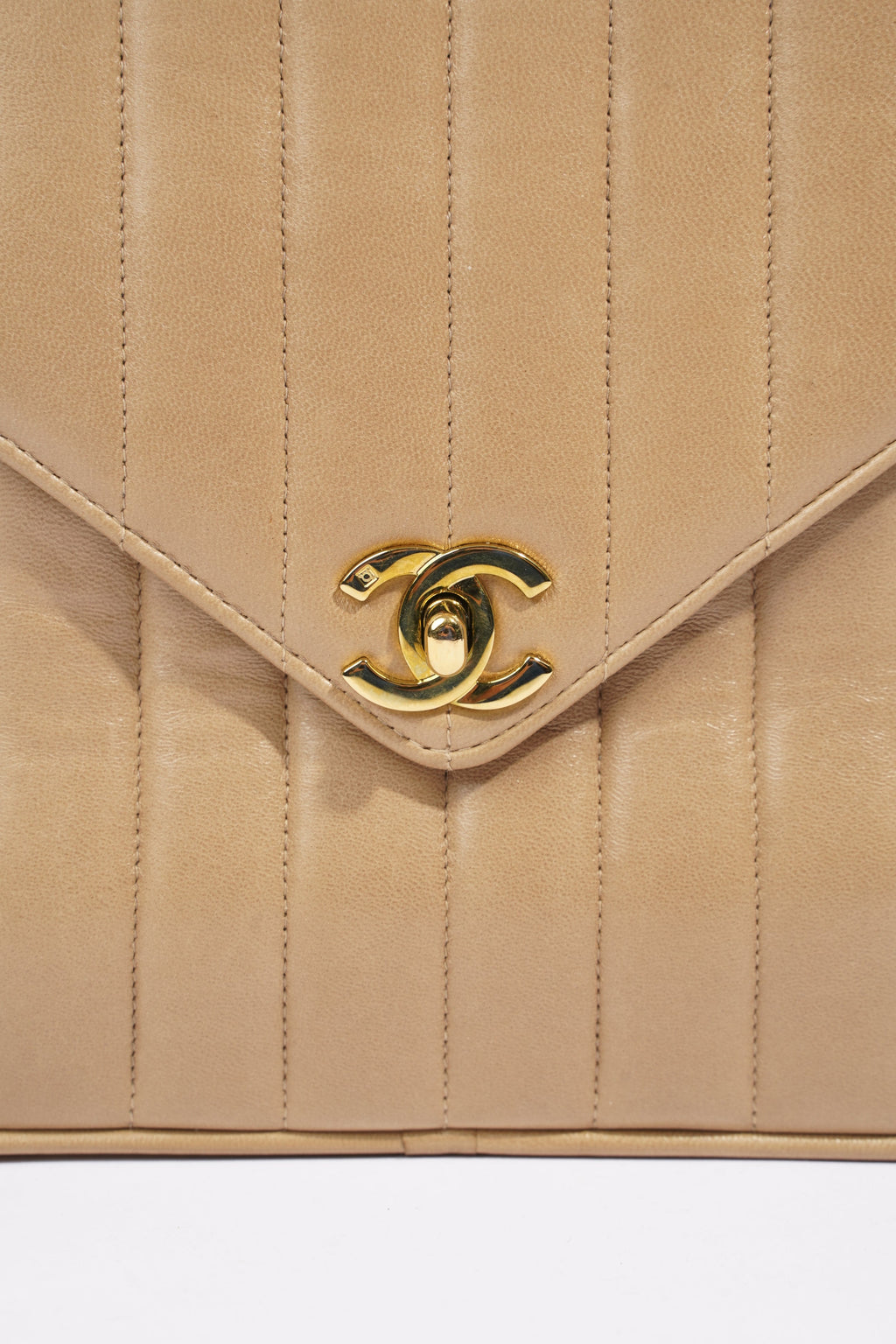 Chanel Vertical Quilted Bag Brown Lambskin Leather