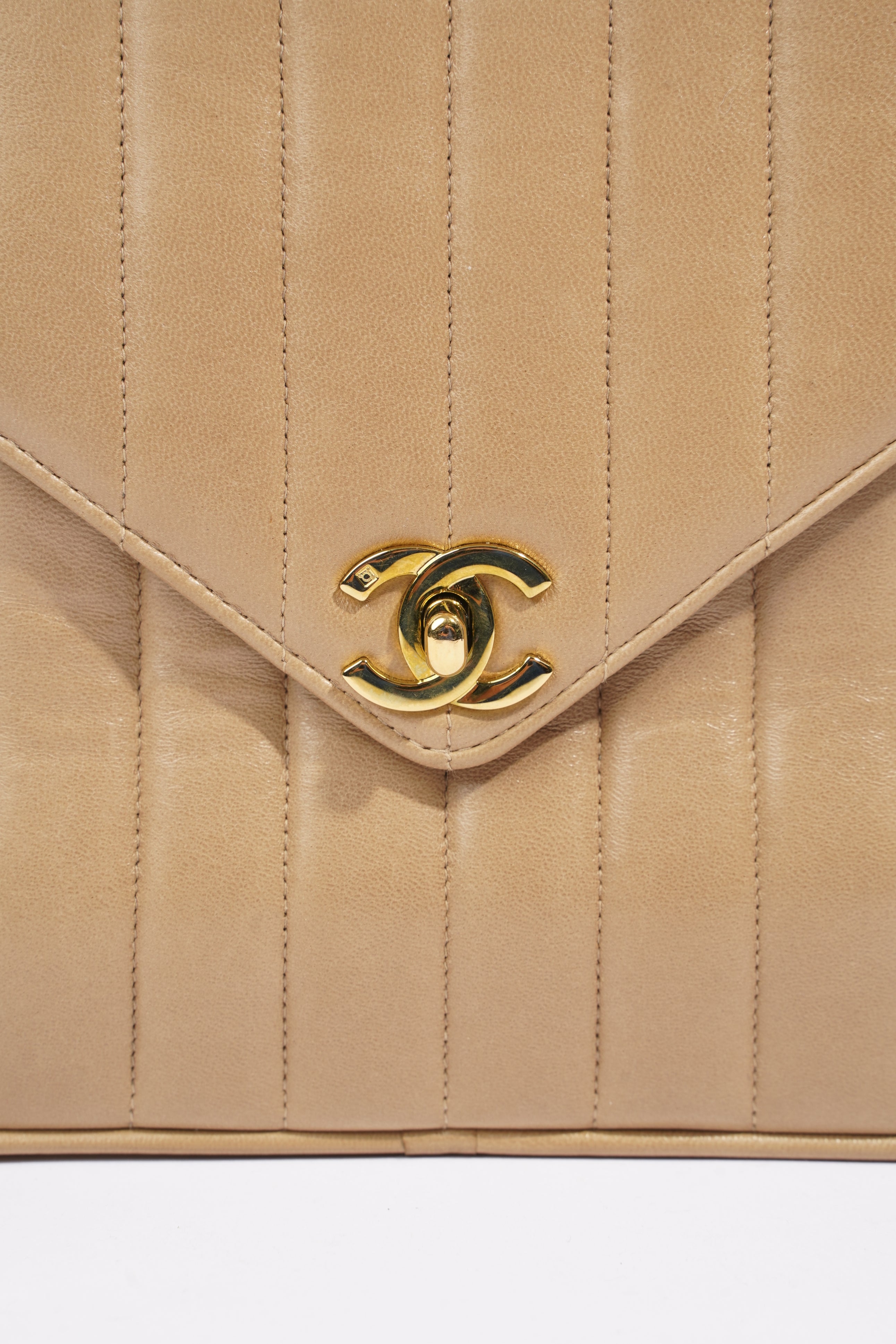 Chanel Vertical Quilted Bag Brown Lambskin Leather