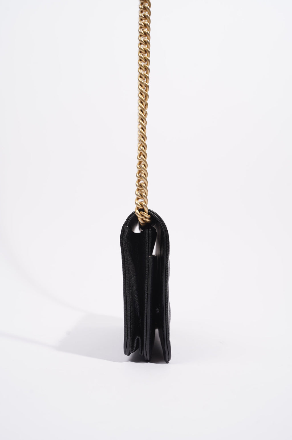 Chanel Womens Boy Wallet On Chain Black Caviar / Gold