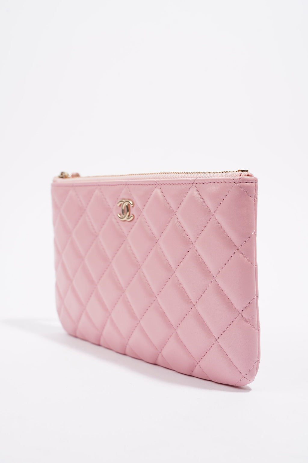 Chanel Womens Lambskin O Case Pink Small