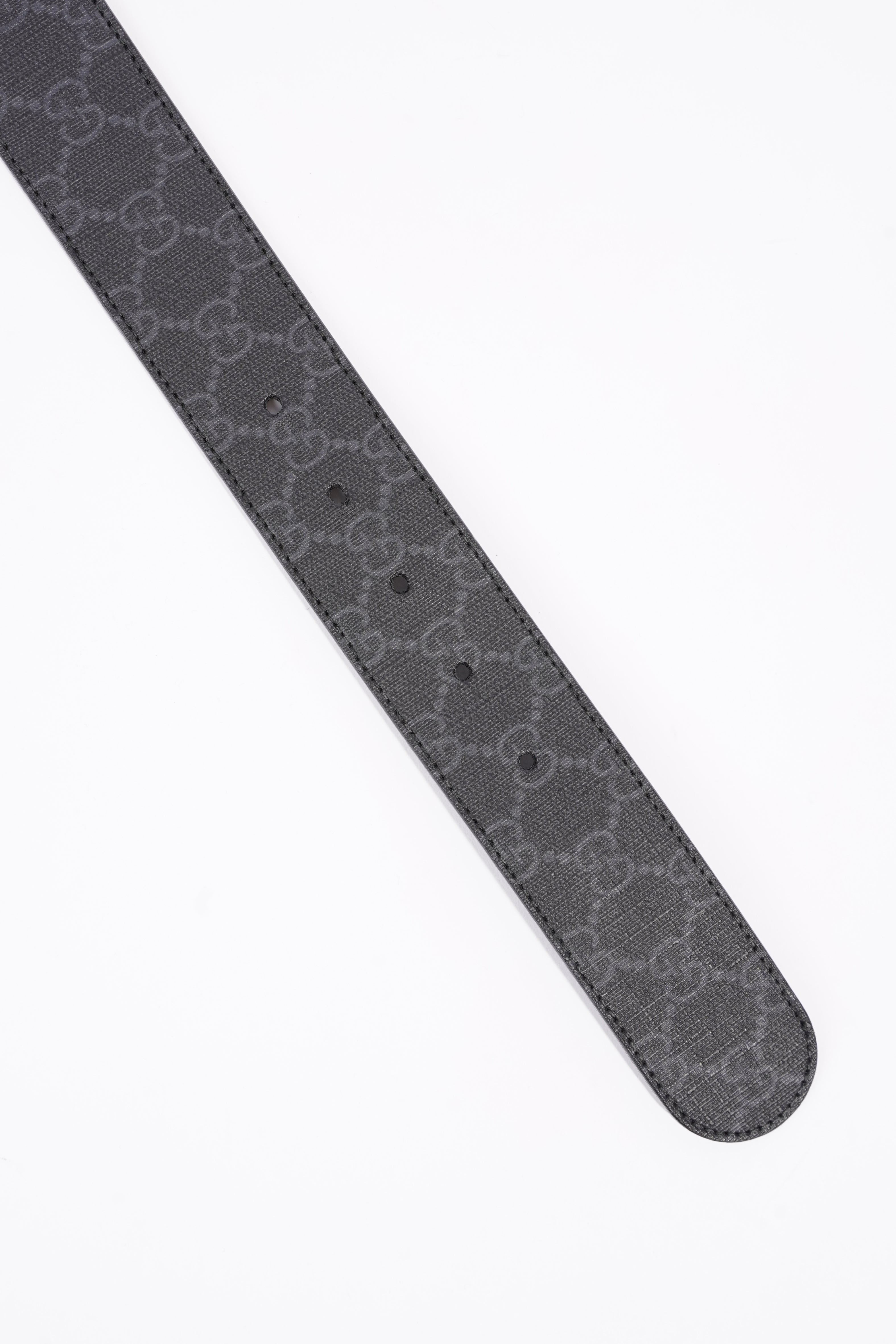 Gucci Mens Interlocking Belt Black Guccissima 95cm - 38"