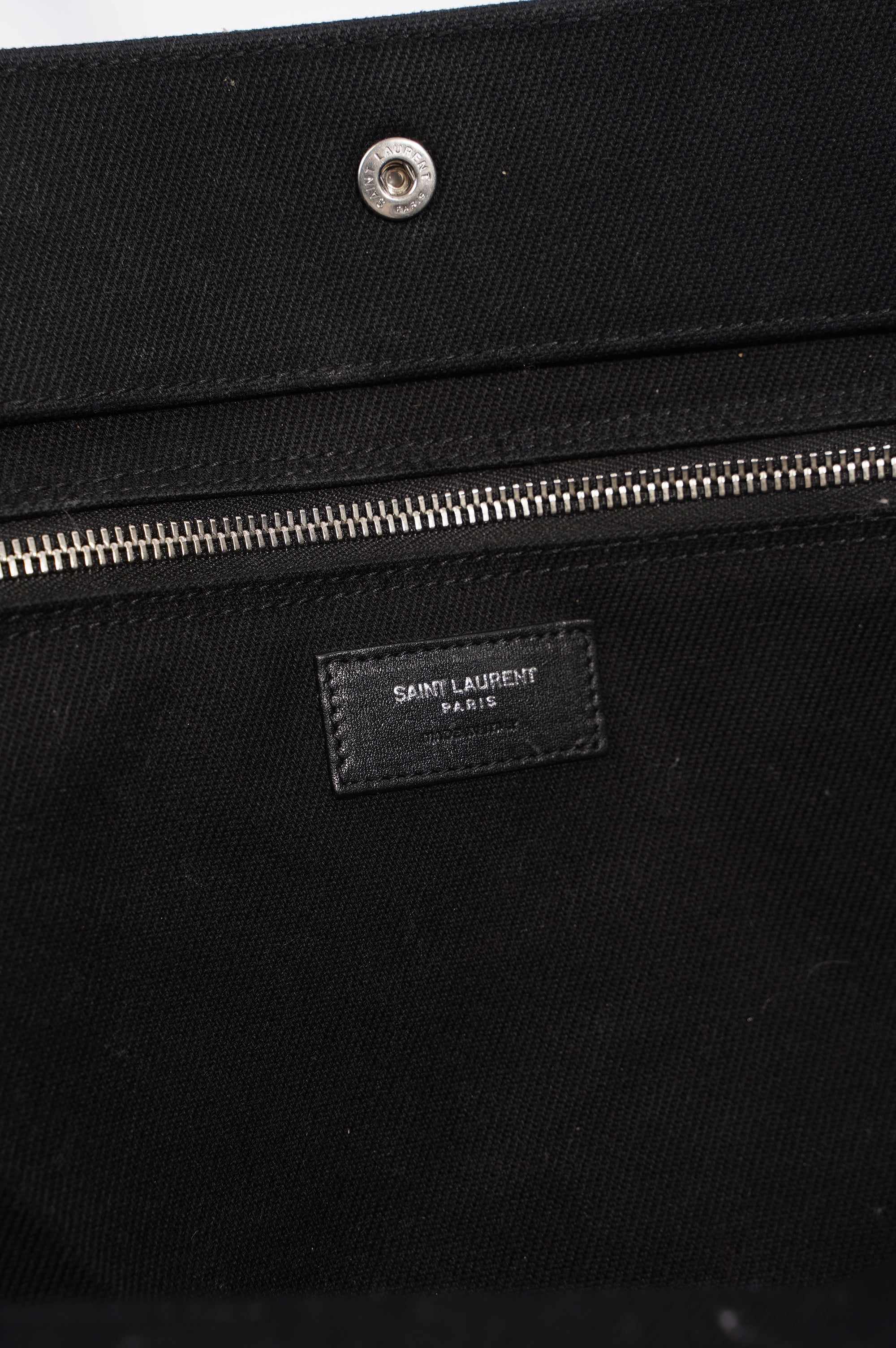 Saint Laurent Womens Rive Gauche Tote Black / White Large
