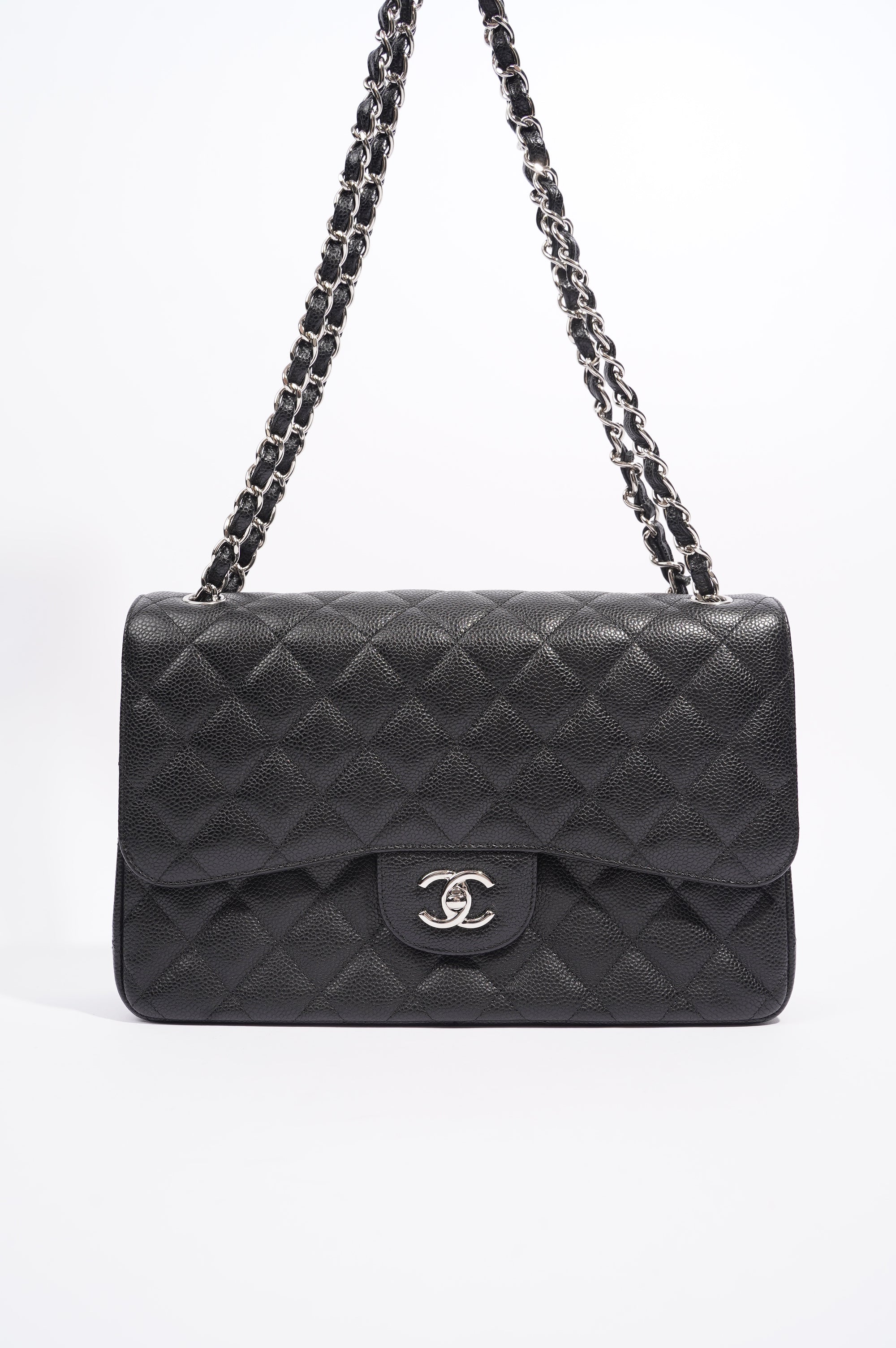 Chanel Womens Classic Flap Black Caviar Large