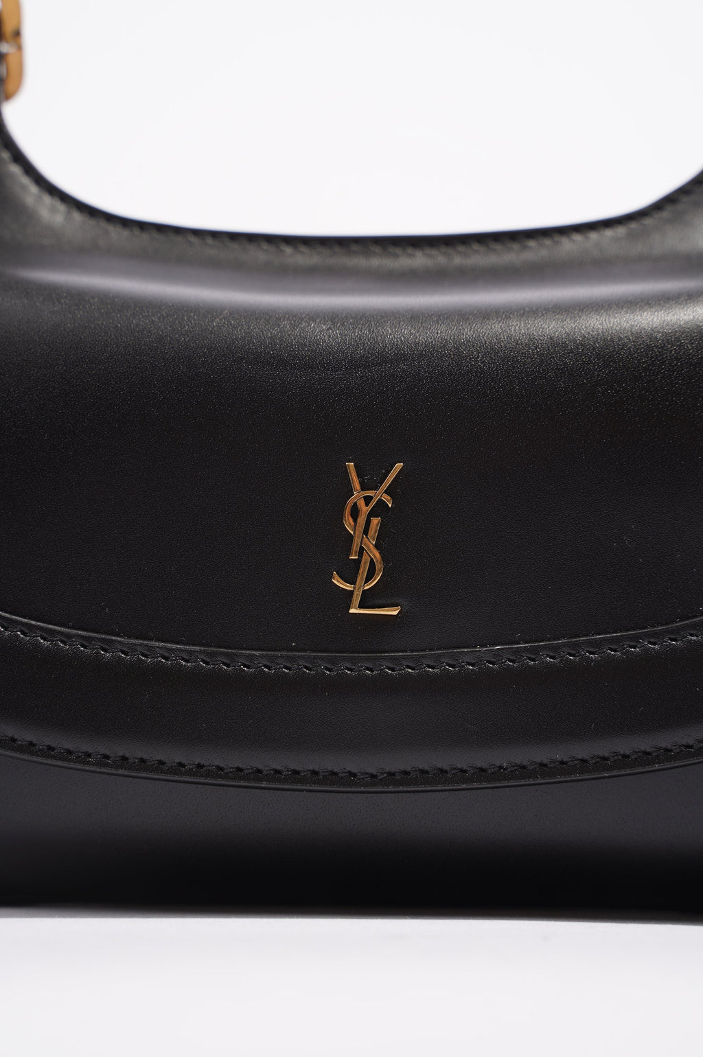 Saint Laurent Womens Charlie Shoulder Bag Black Leather Small