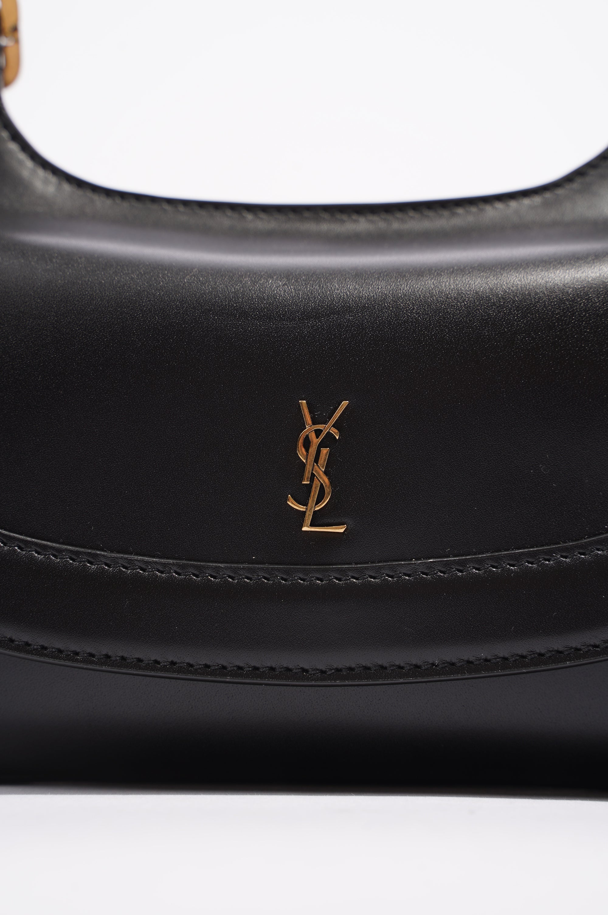 Saint Laurent Womens Charlie Shoulder Bag Black Leather Small