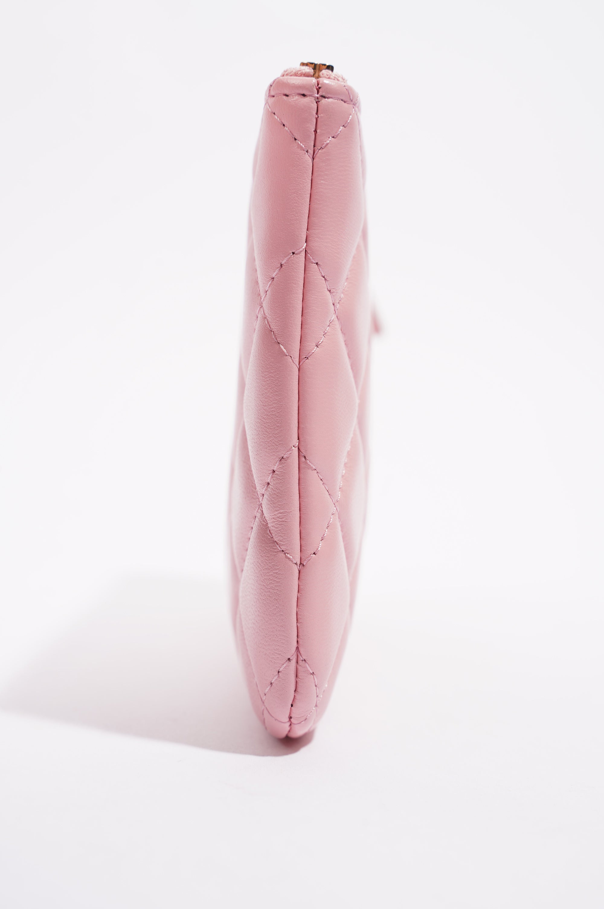 Chanel Womens Lambskin O Case Pink Small