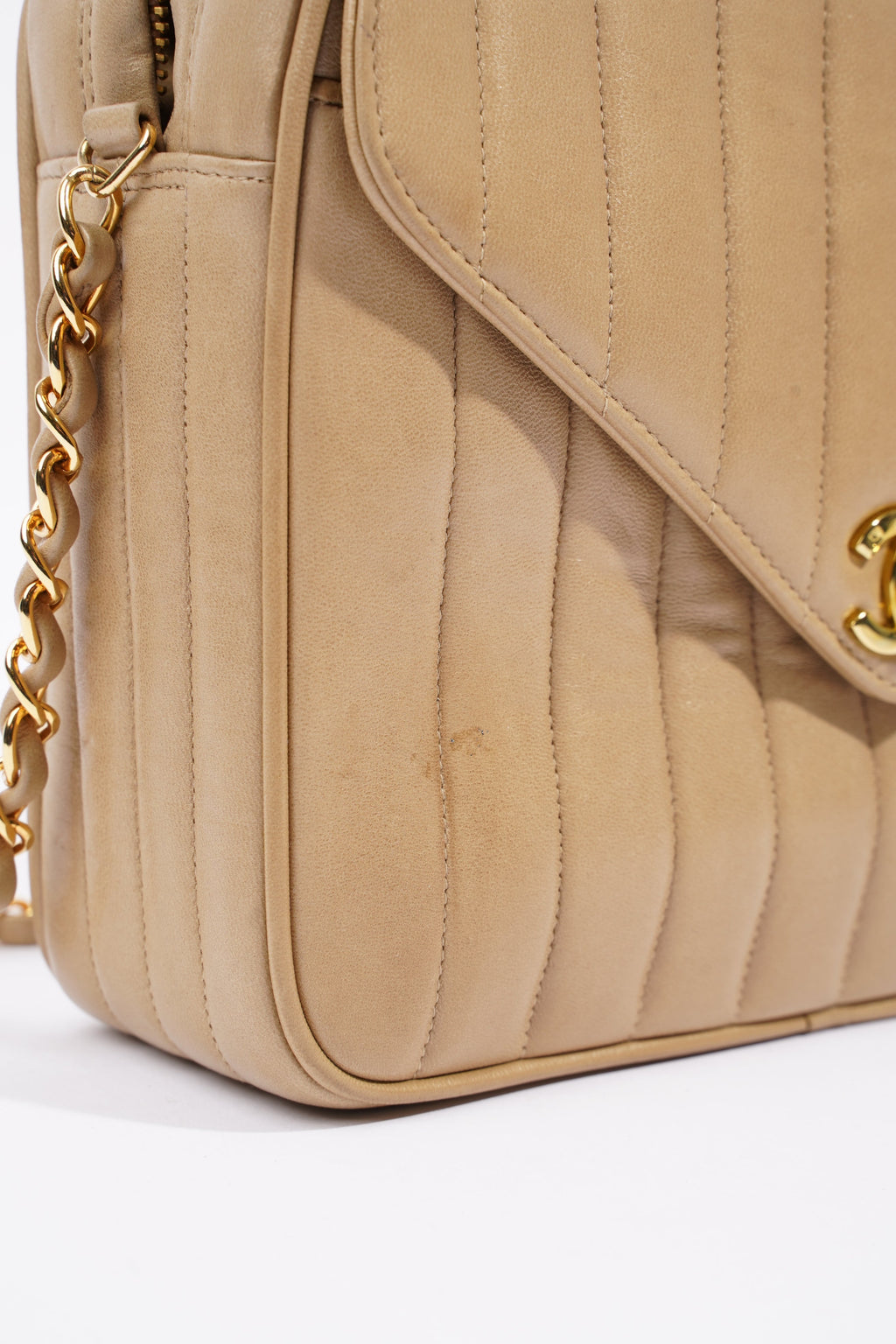Chanel Vertical Quilted Bag Brown Lambskin Leather
