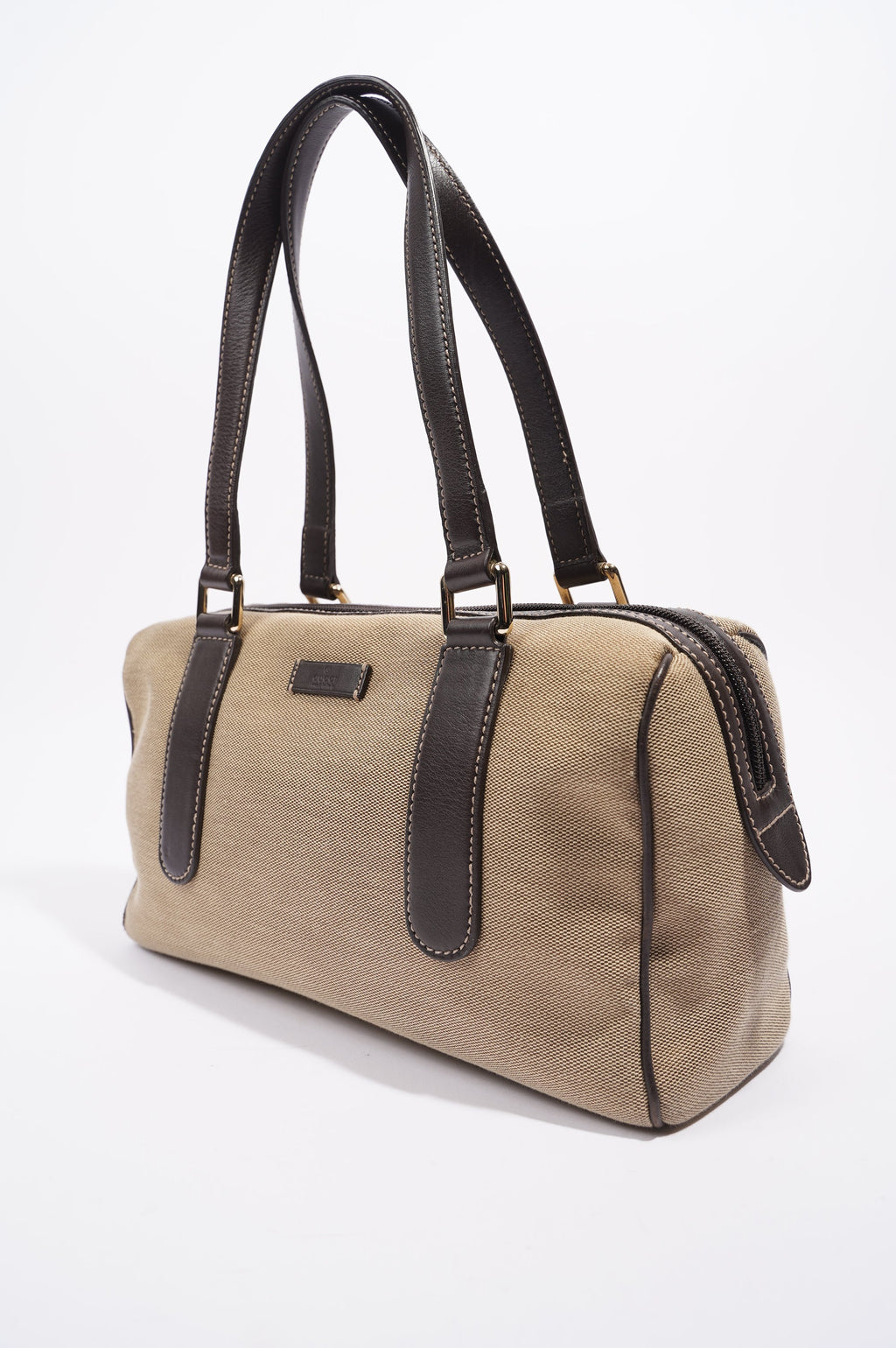 Gucci Canvas Boston Bag Beige / Brown