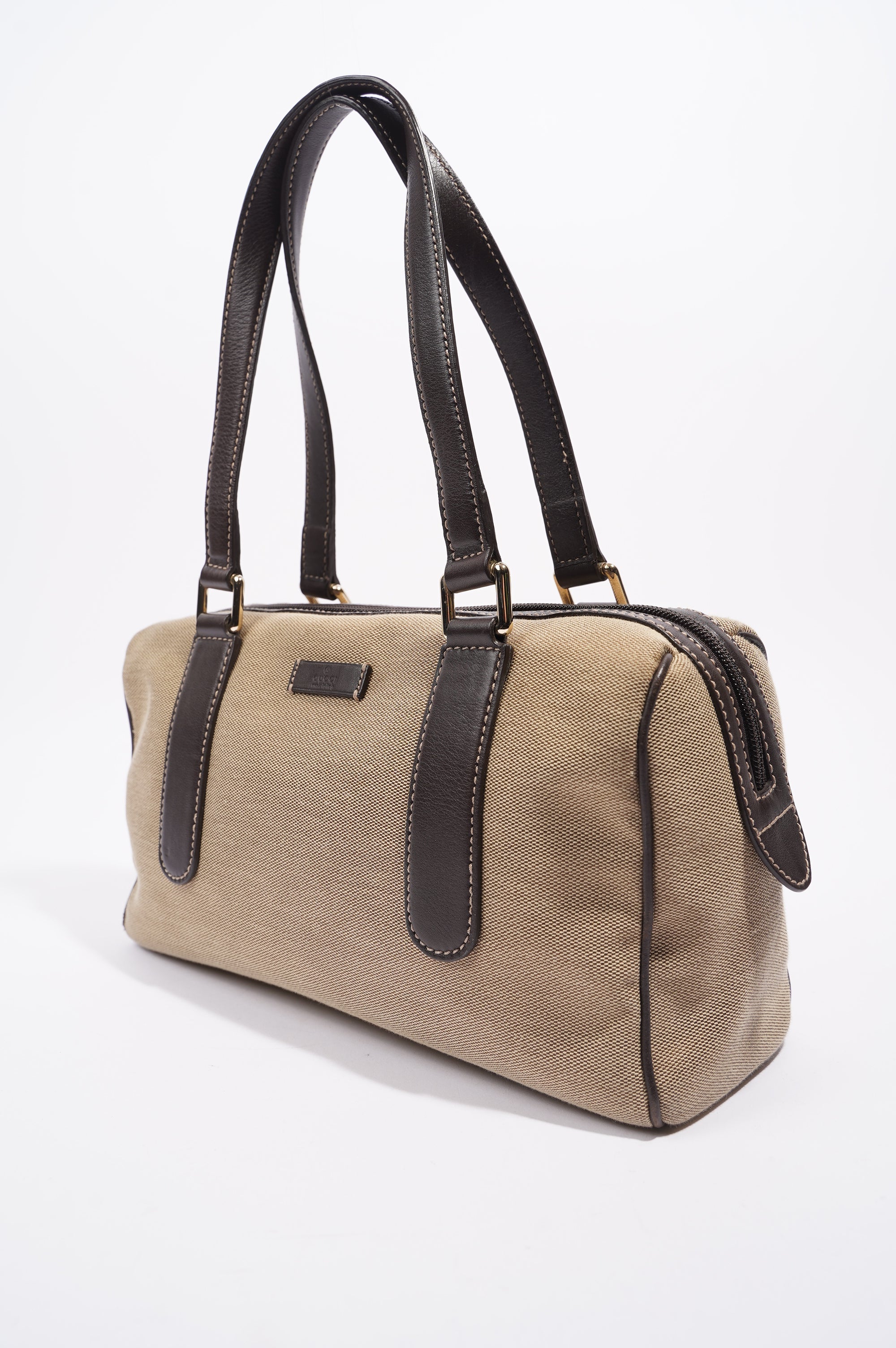 Gucci Canvas Boston Bag Beige / Brown