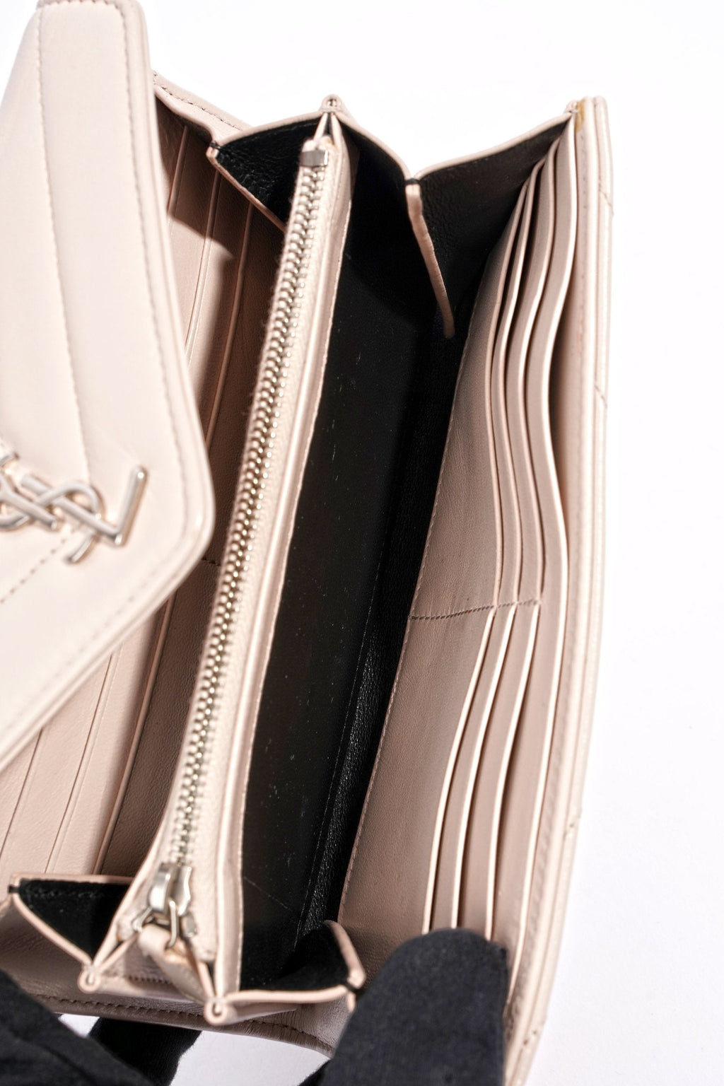 Saint Laurent Womens Flap Wallet Pink Leather Large