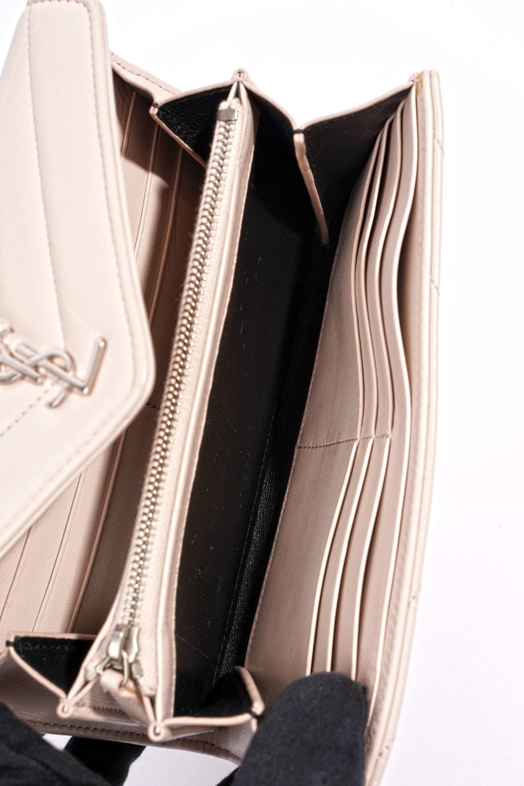 Saint Laurent Womens Flap Wallet Pink Leather Large