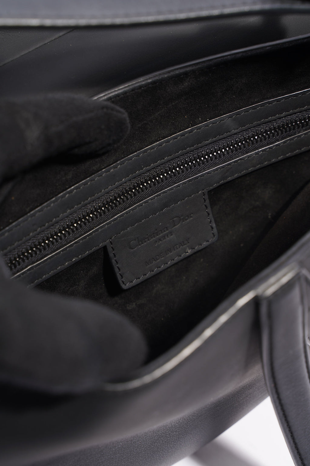 Christian Dior Saddle Bag Black Leather