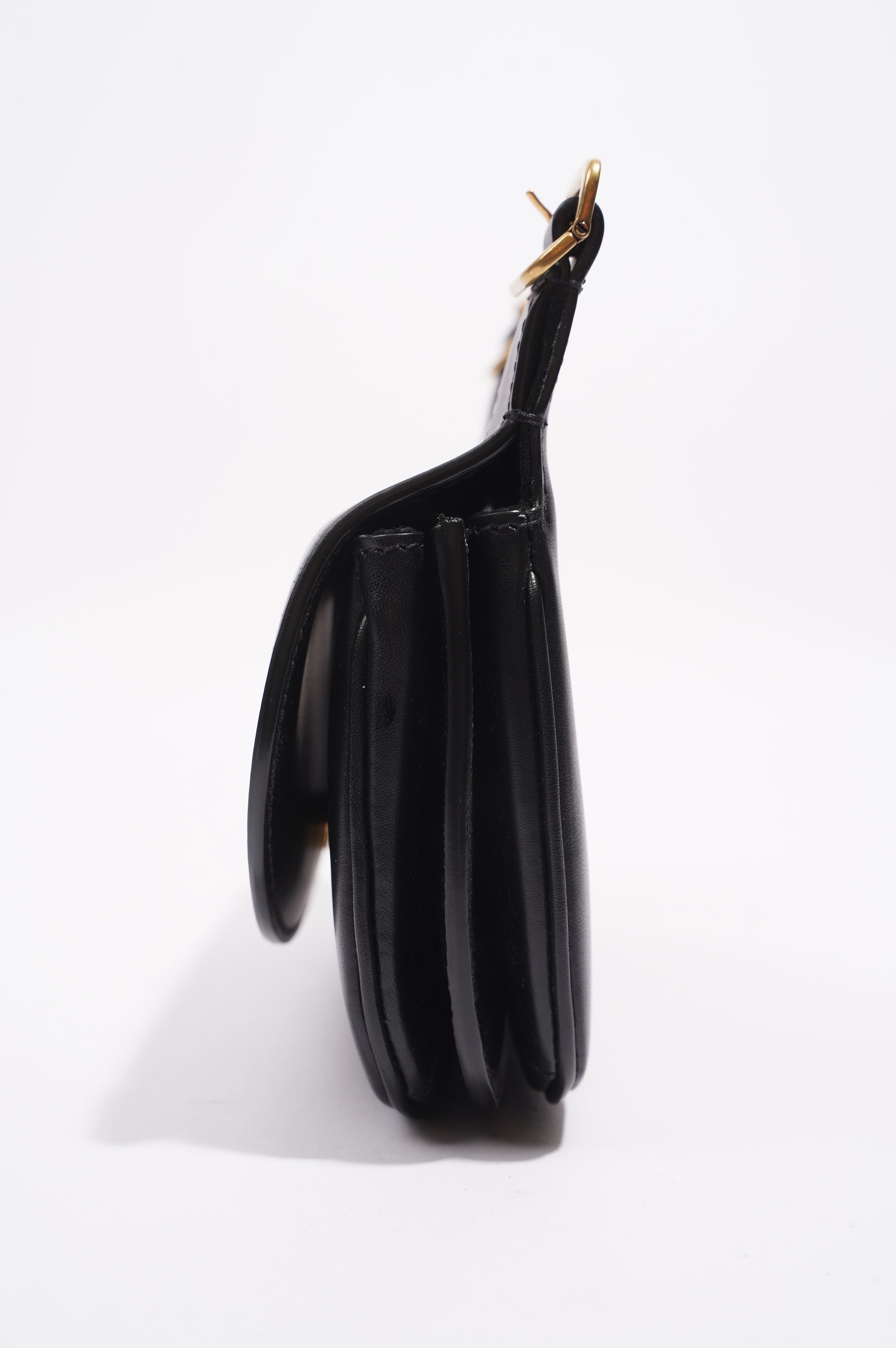 Saint Laurent Womens Charlie Shoulder Bag Black Leather Small