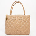 Chanel Womens Medallion Tote Beige