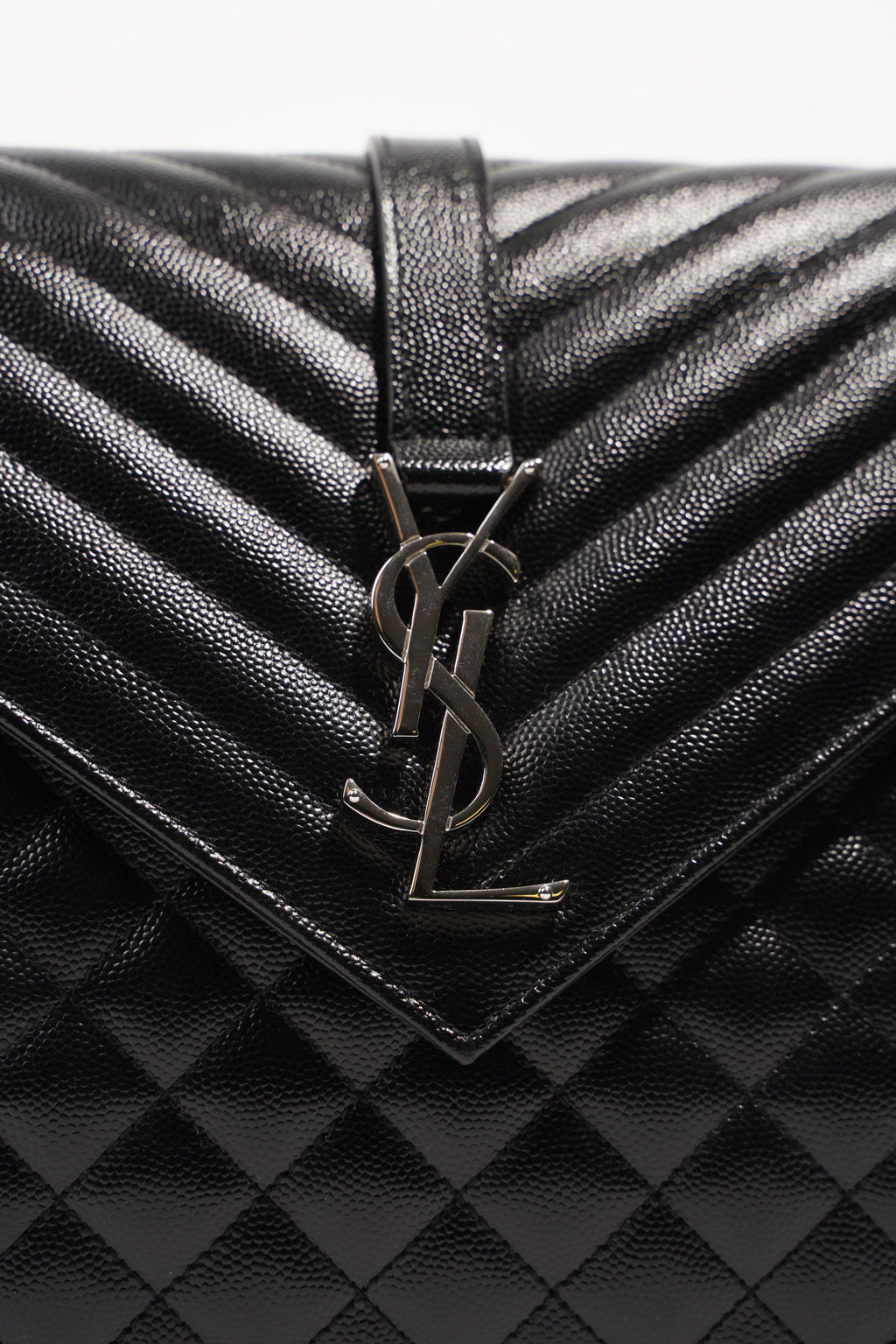 Saint Laurent Womens Envelope Large Bag Black Silver