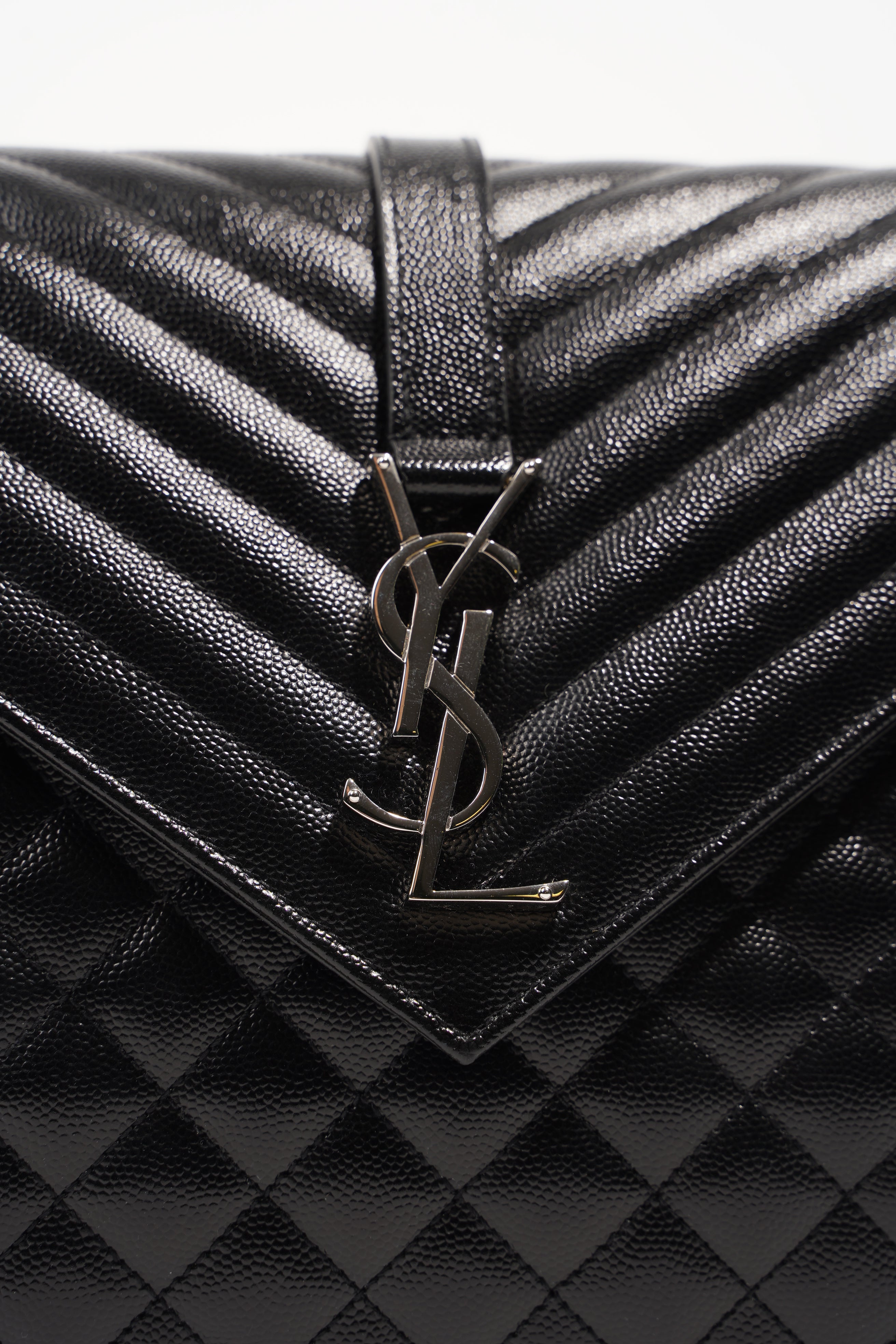Saint Laurent Womens Envelope Large Bag Black Silver