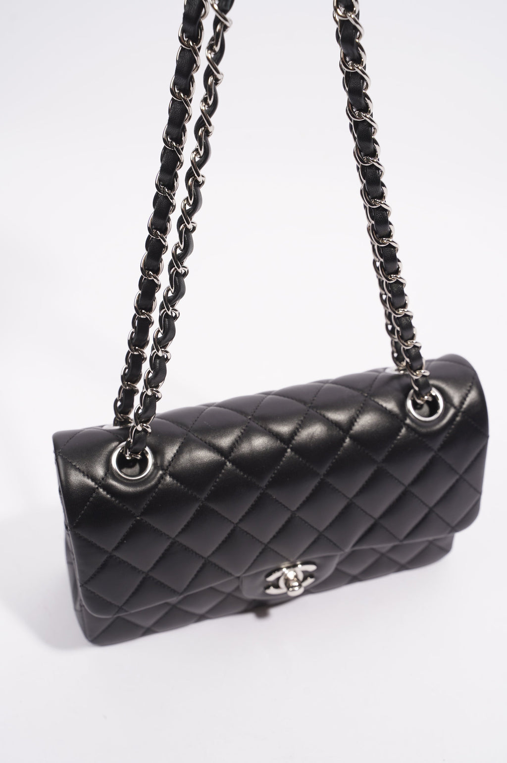Chanel Lambskin Classic Double Flap Black Leather Small