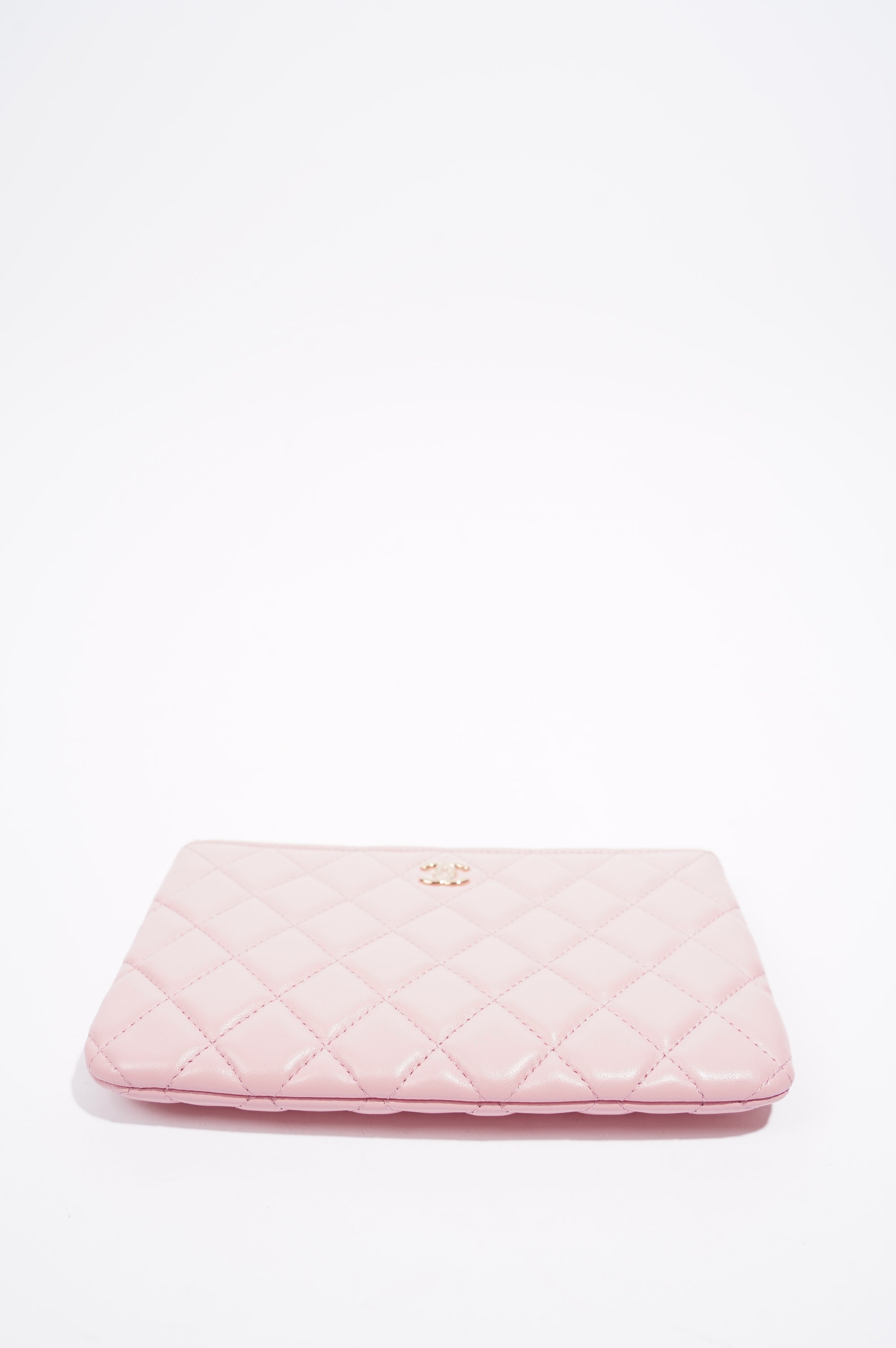Chanel Womens Lambskin O Case Pink Small
