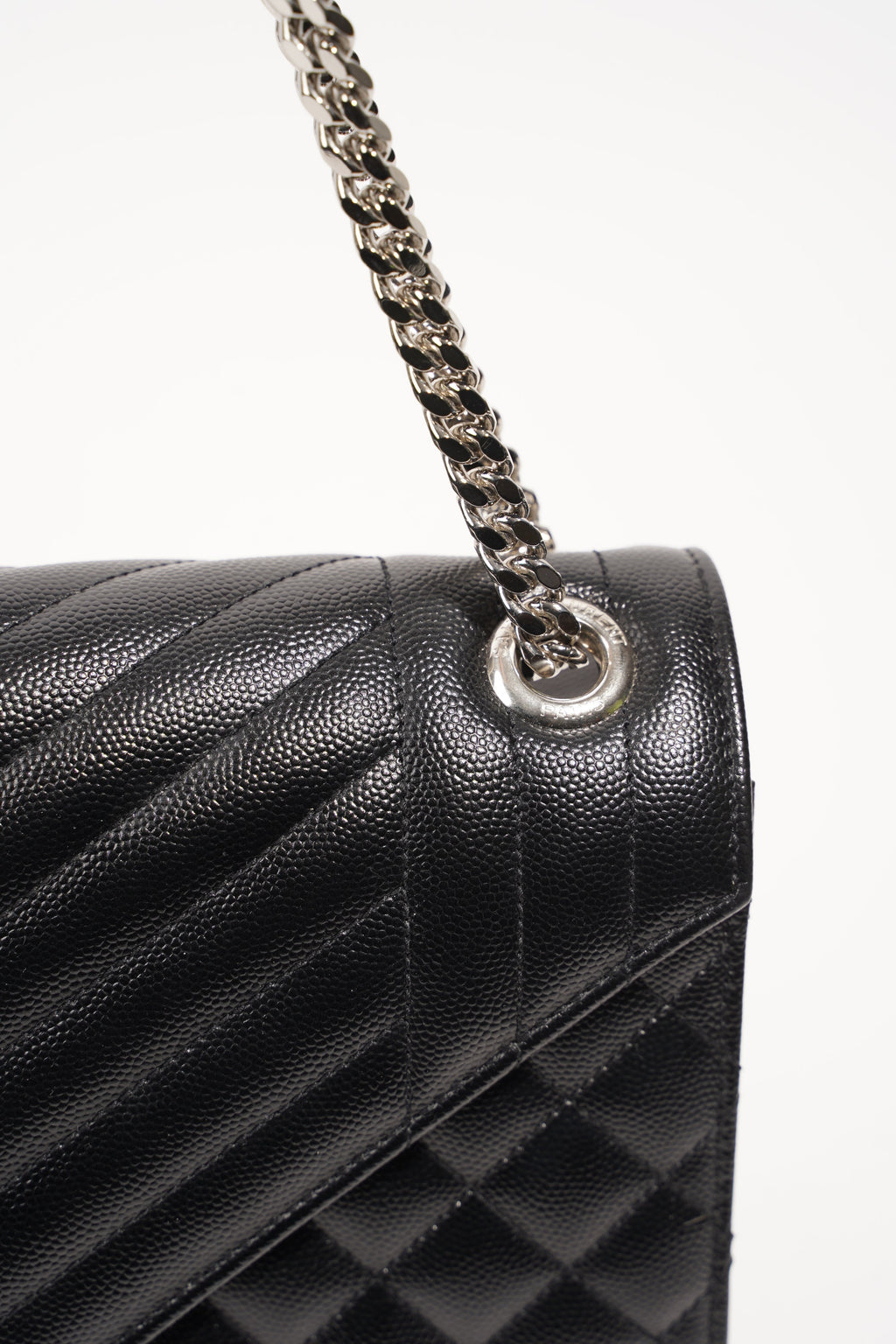 Saint Laurent Womens Envelope Large Bag Black Silver