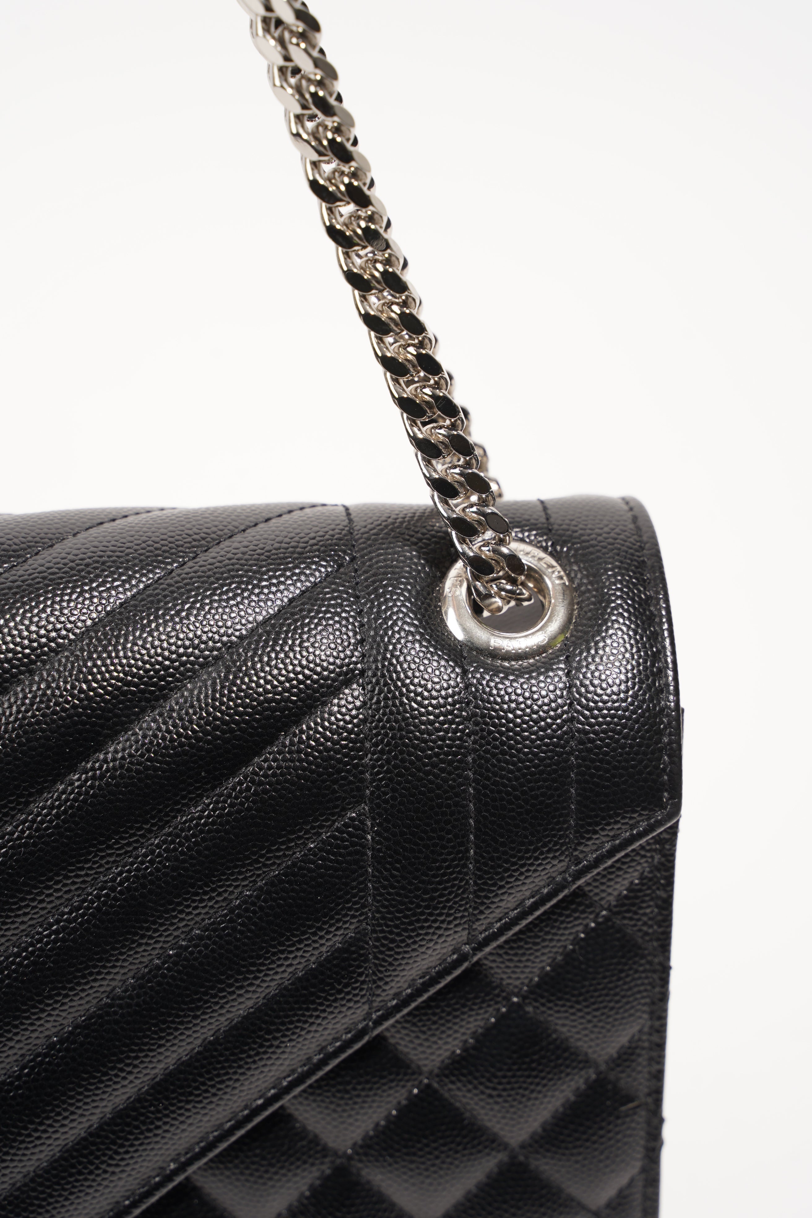 Saint Laurent Womens Envelope Large Bag Black Silver