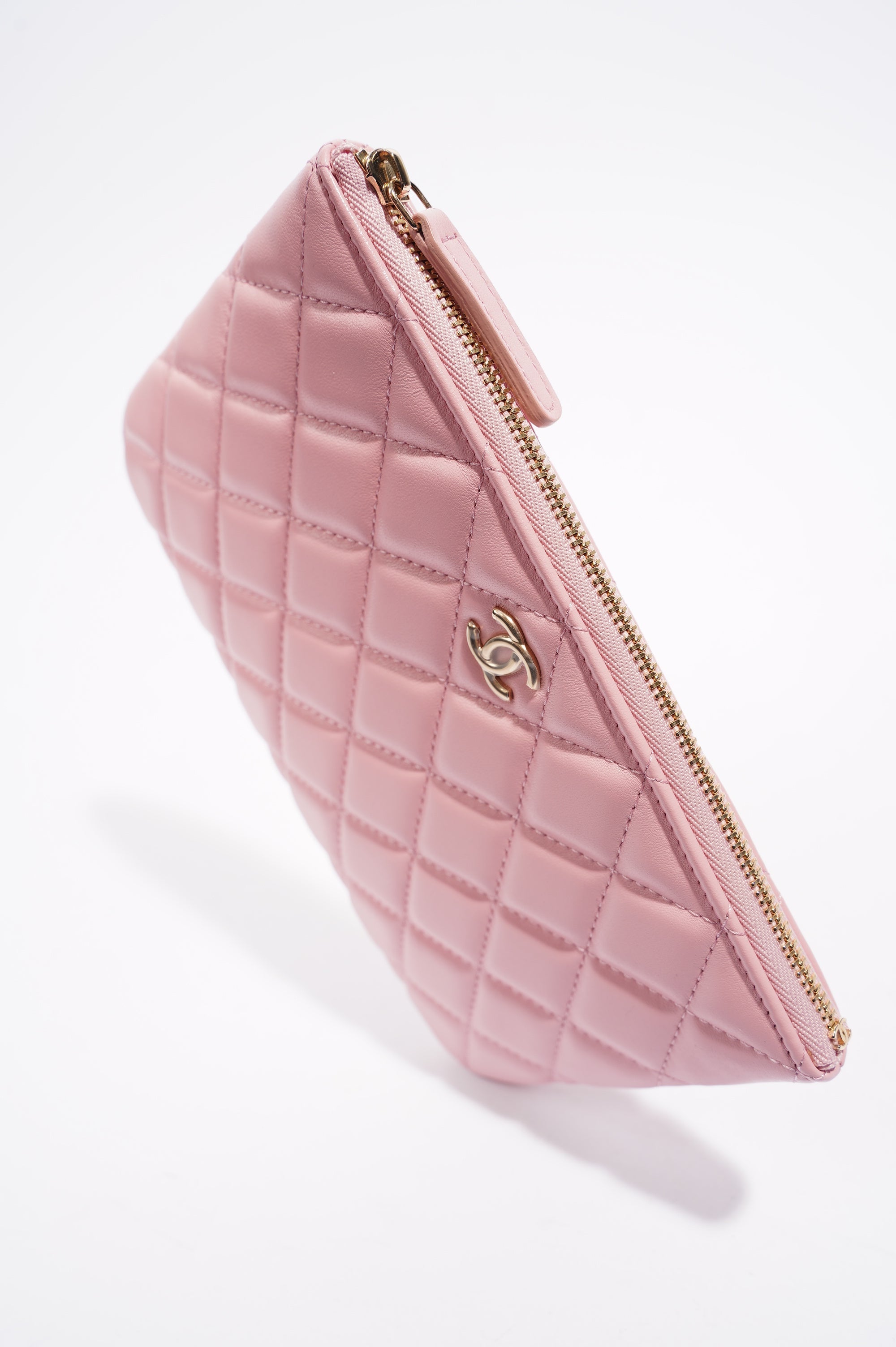 Chanel Womens Lambskin O Case Pink Small
