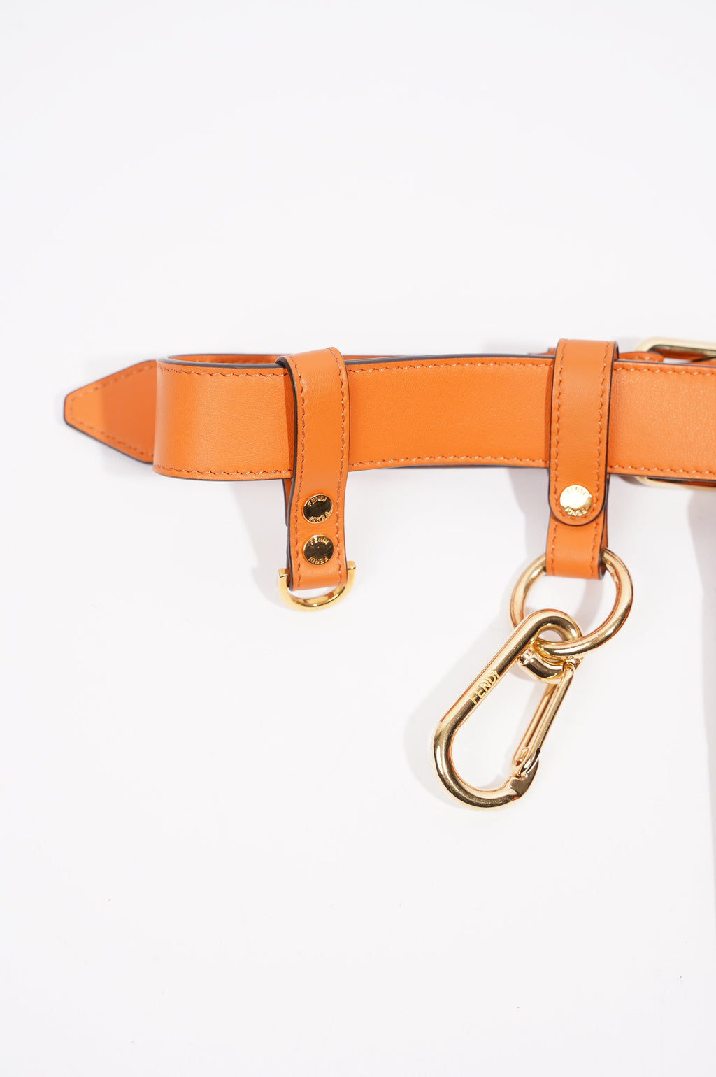 Fendi Womens Utility Belt Orange Leather 100cm