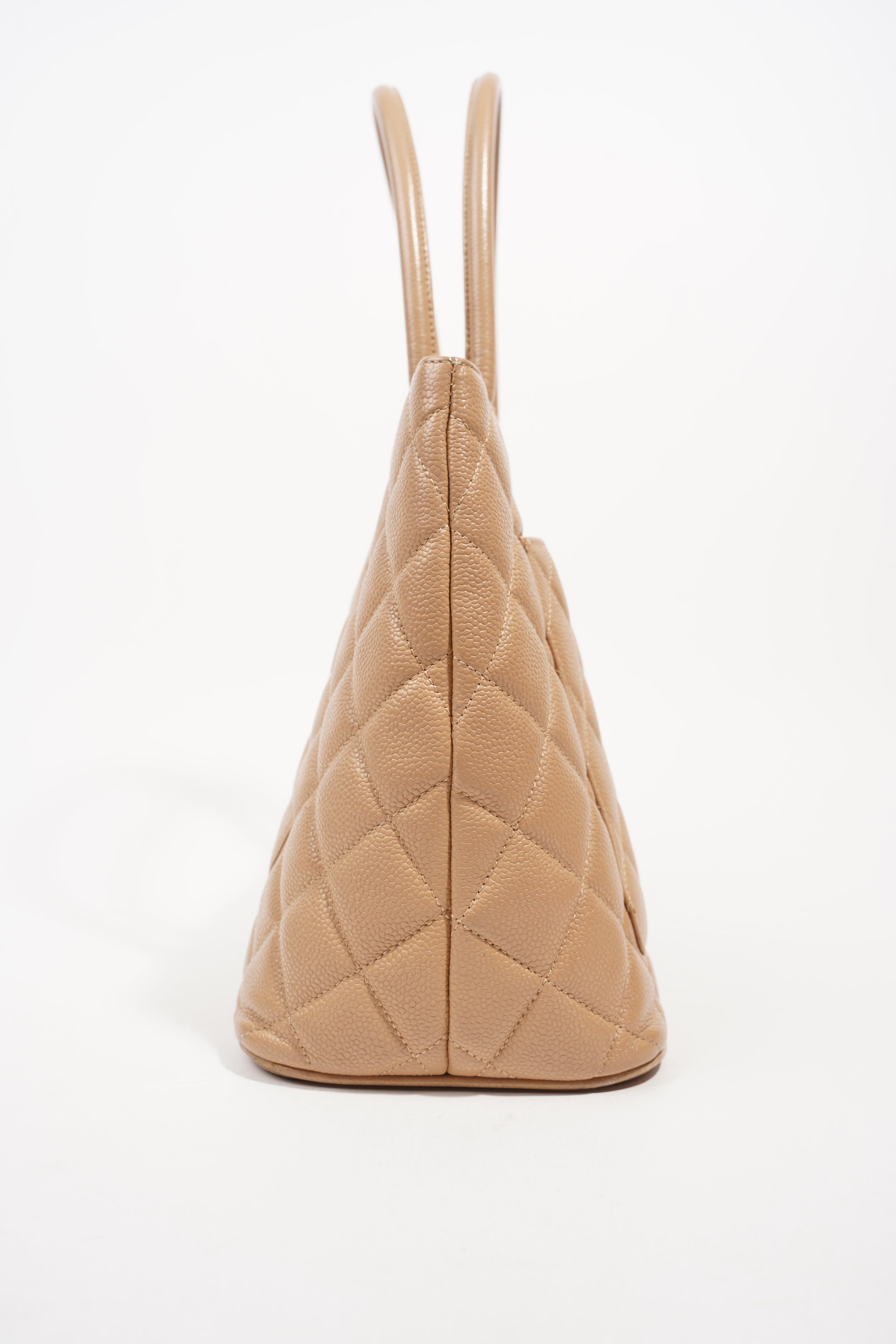 Chanel Womens Medallion Tote Beige