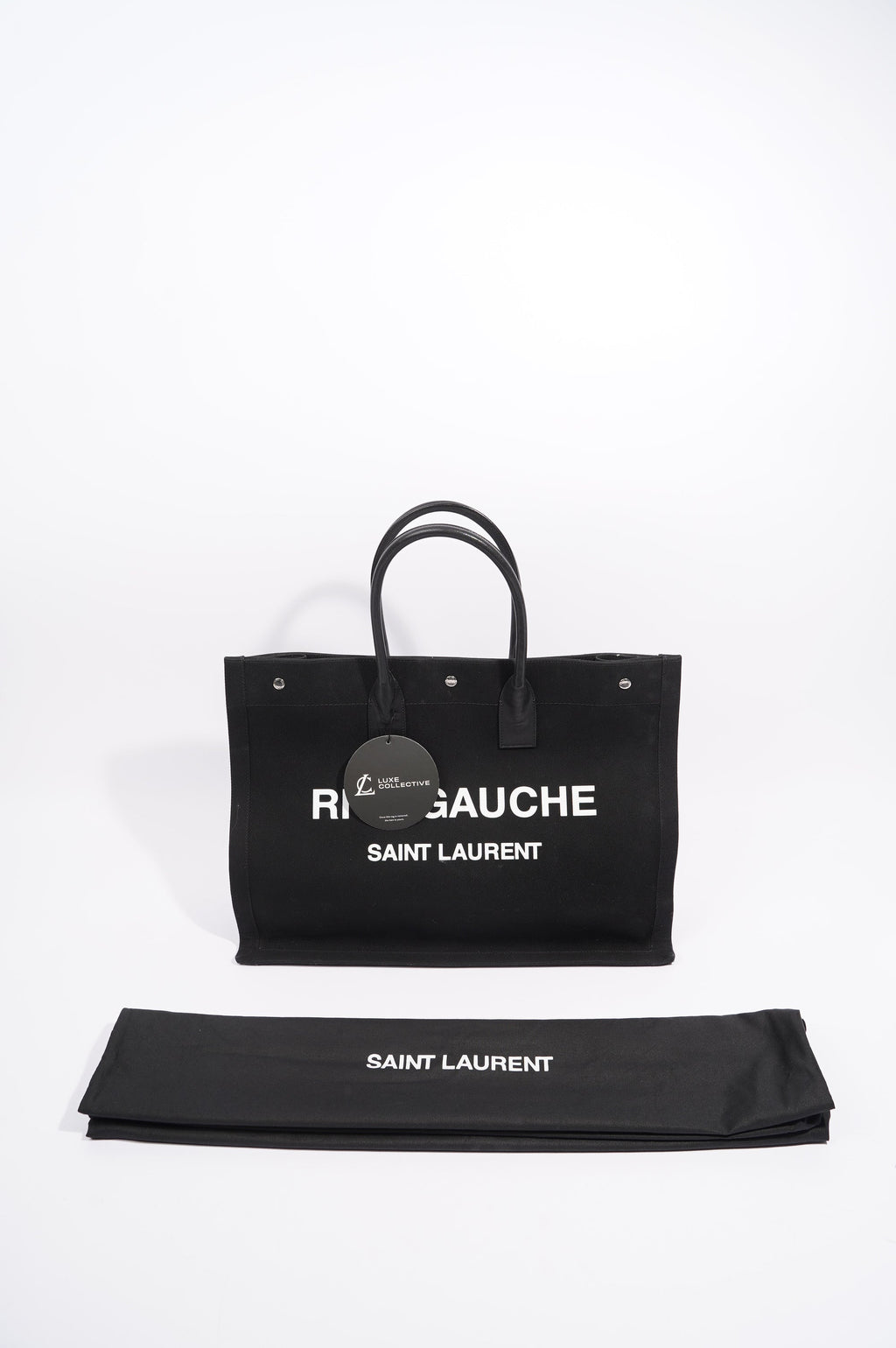Saint Laurent Womens Rive Gauche Tote Black / White Large