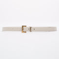 Saint Laurent Womens Logo Slim Belt White Leather 85cm
